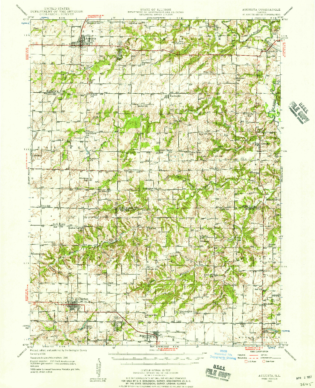 USGS 1:62500-SCALE QUADRANGLE FOR AUGUSTA, IL 1946