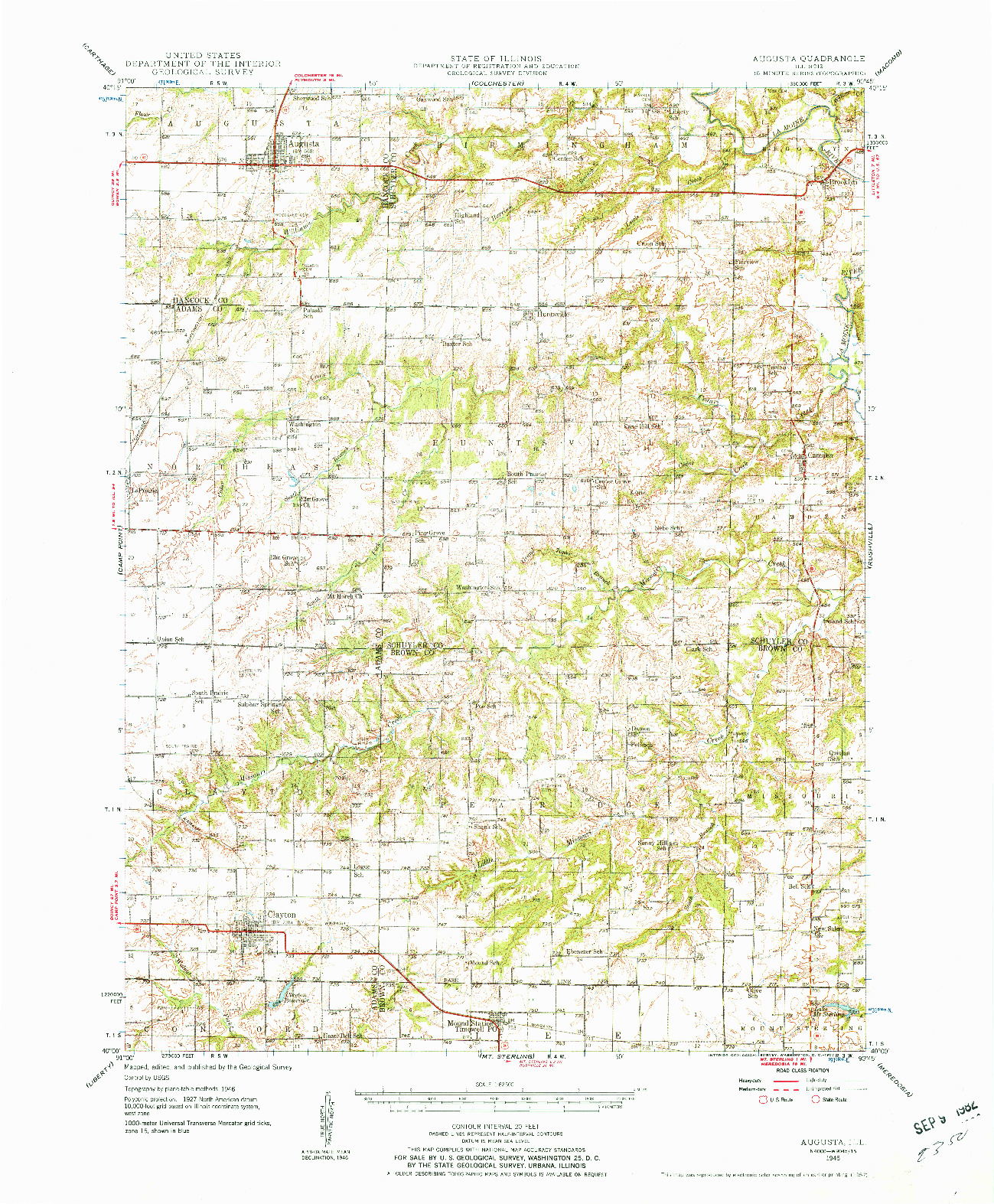 USGS 1:62500-SCALE QUADRANGLE FOR AUGUSTA, IL 1946