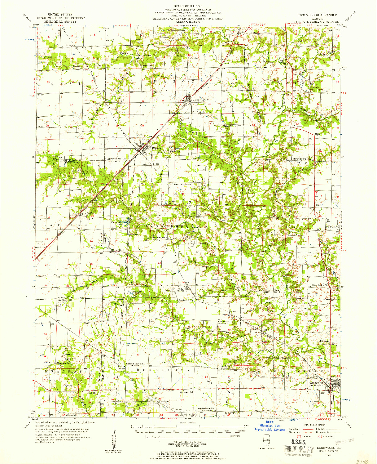 USGS 1:62500-SCALE QUADRANGLE FOR EDGEWOOD, IL 1956