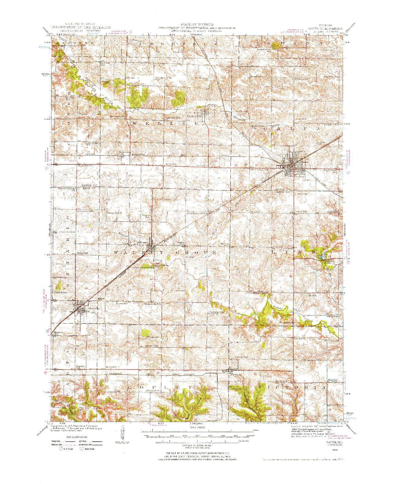 USGS 1:62500-SCALE QUADRANGLE FOR GALVA, IL 1940