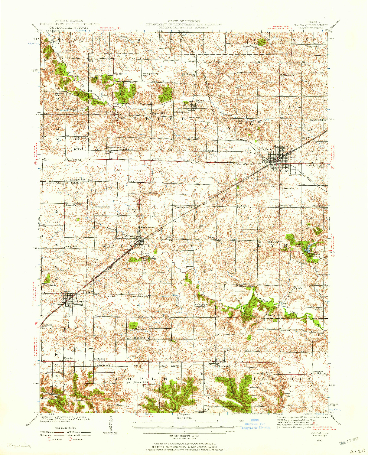 USGS 1:62500-SCALE QUADRANGLE FOR GALVA, IL 1940