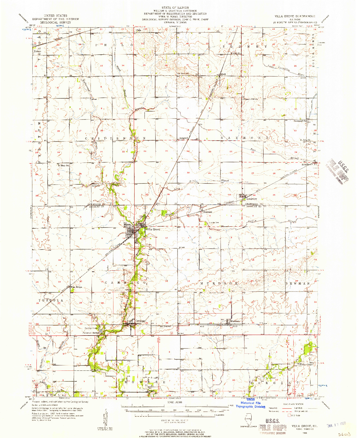 USGS 1:62500-SCALE QUADRANGLE FOR VILLA GROVE, IL 1956