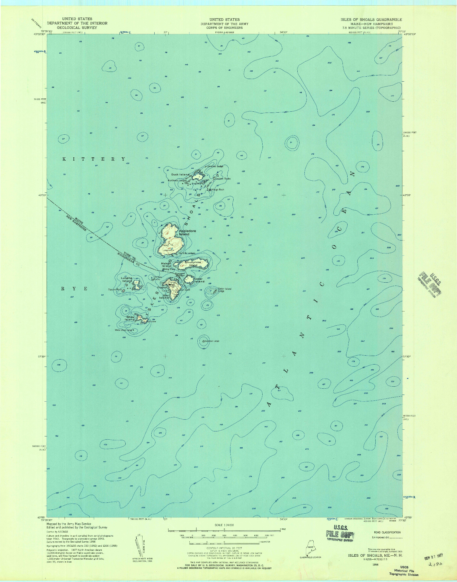 USGS 1:24000-SCALE QUADRANGLE FOR ISLES OF SHOALS, ME 1956