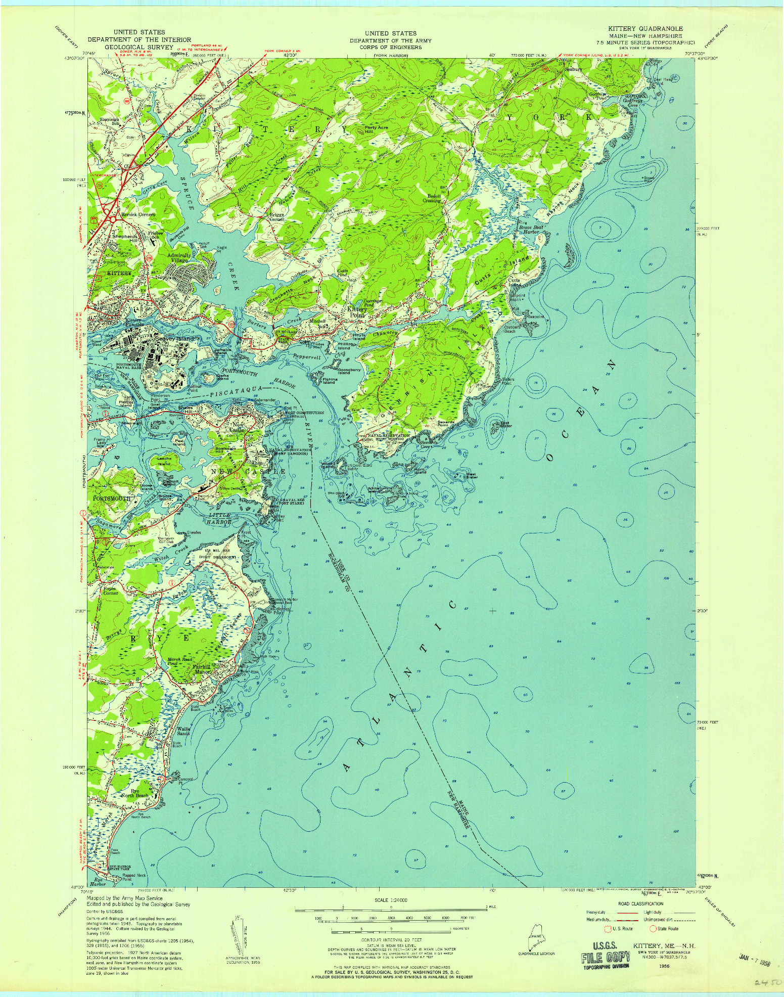 USGS 1:24000-SCALE QUADRANGLE FOR KITTERY, ME 1956