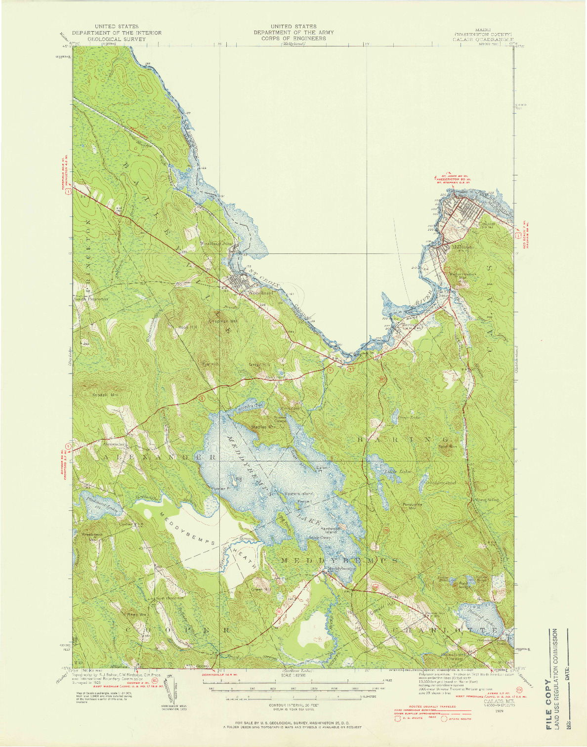 USGS 1:62500-SCALE QUADRANGLE FOR CALAIS, ME 1929