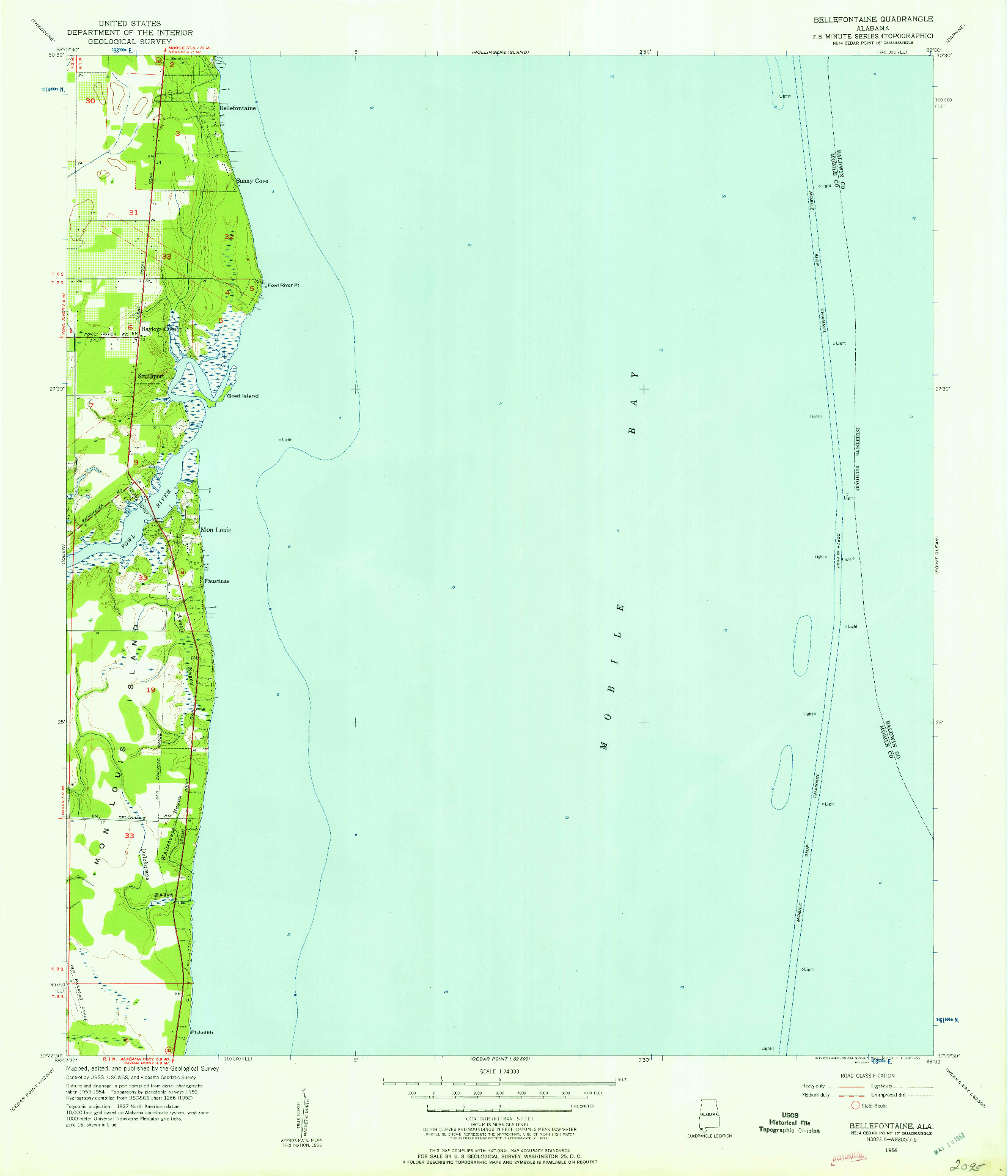 USGS 1:24000-SCALE QUADRANGLE FOR BELLEFONTAINE, AL 1956