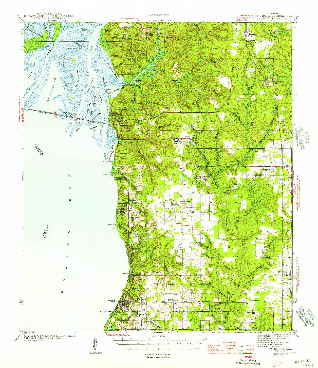 USGS 1:62500-SCALE QUADRANGLE FOR FAIRHOPE, AL 1944