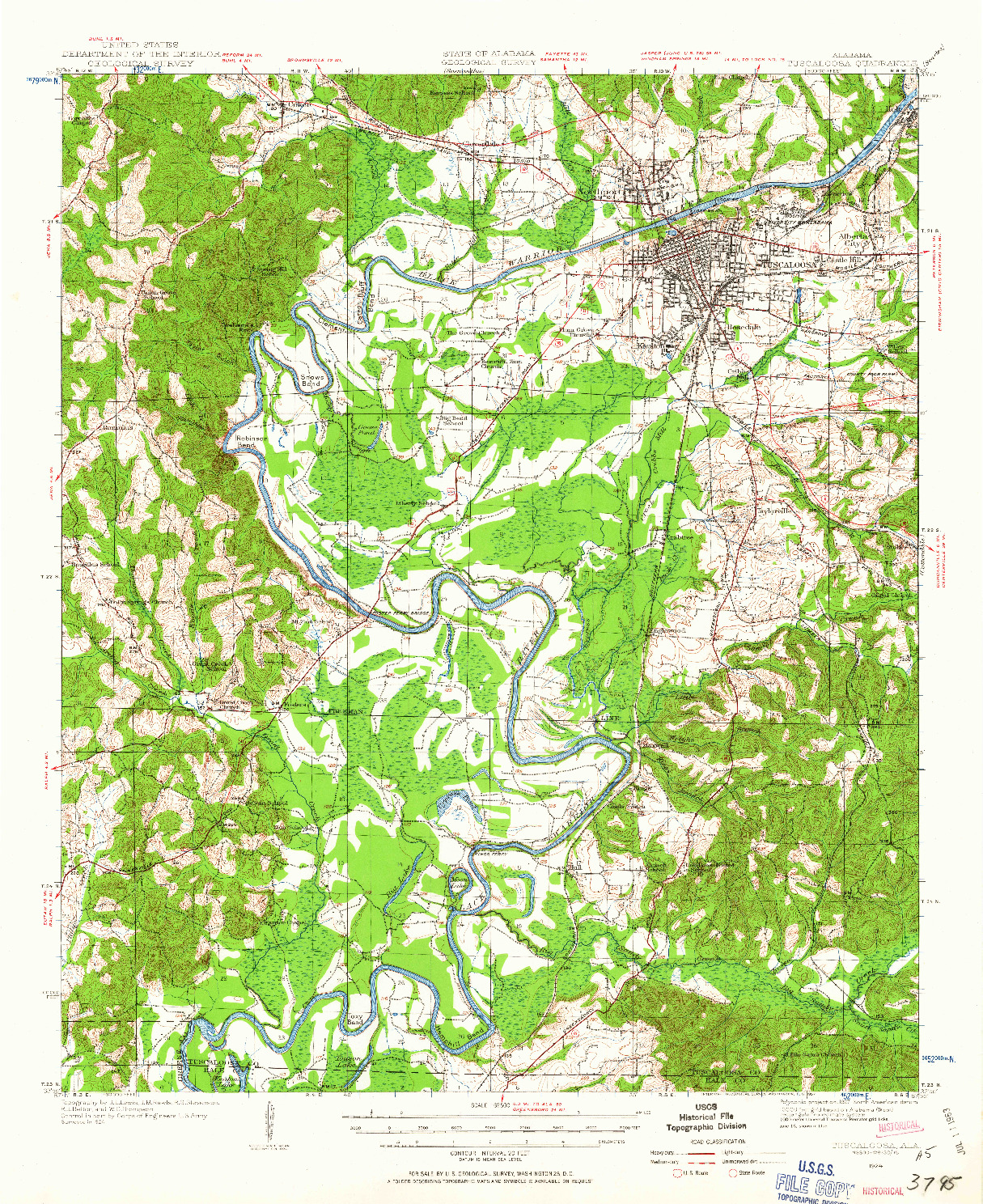 USGS 1:62500-SCALE QUADRANGLE FOR TUSCALOOSA, AL 1924