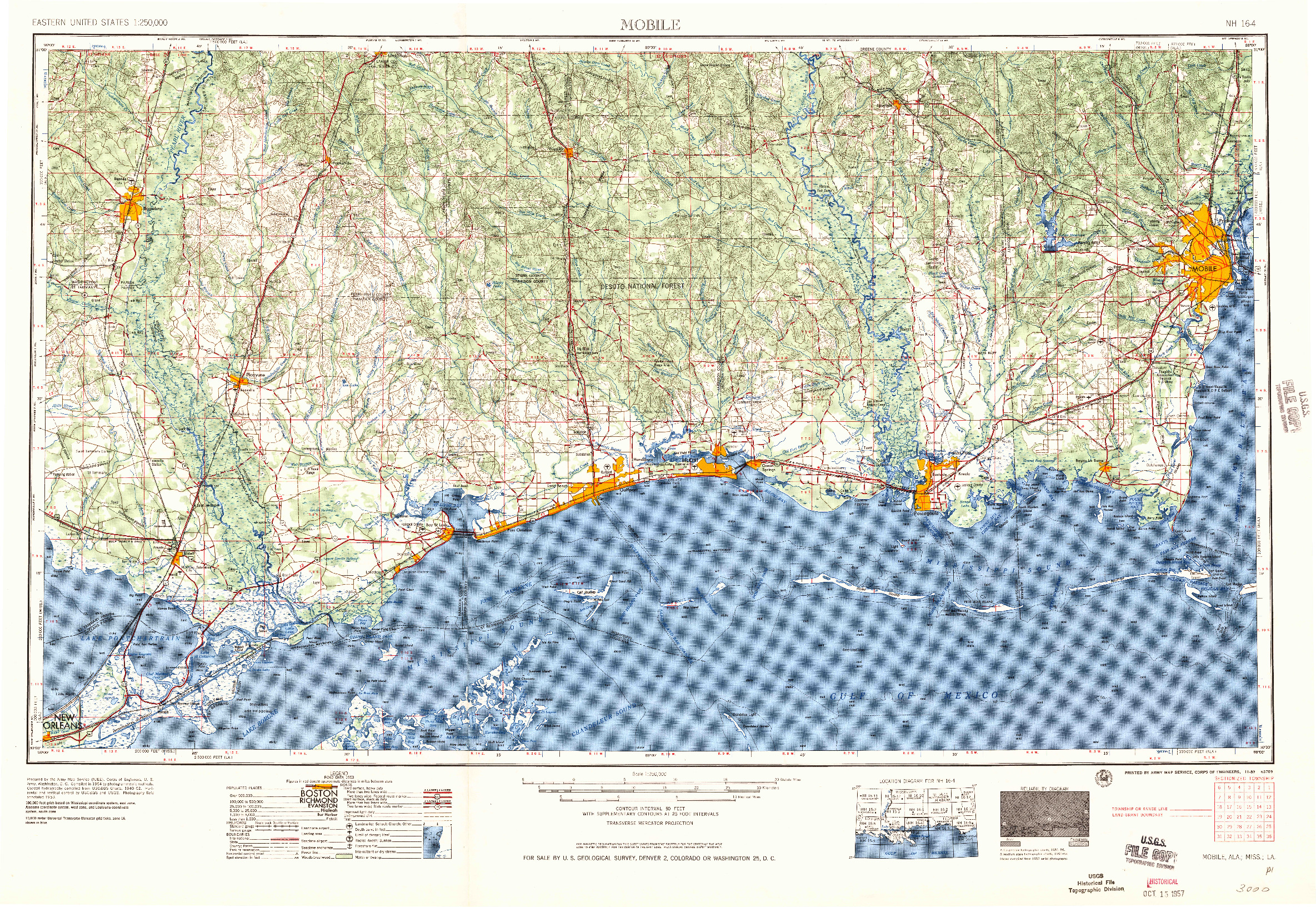 USGS 1:250000-SCALE QUADRANGLE FOR MOBILE, AL 1957
