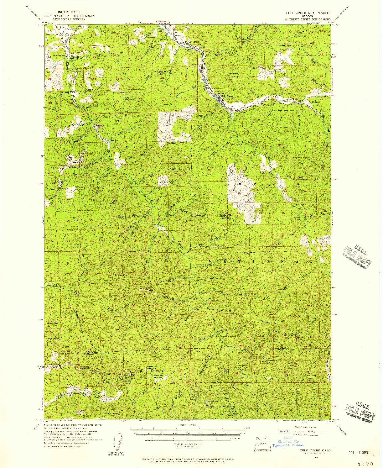 USGS 1:62500-SCALE QUADRANGLE FOR CULP CREEK, OR 1955