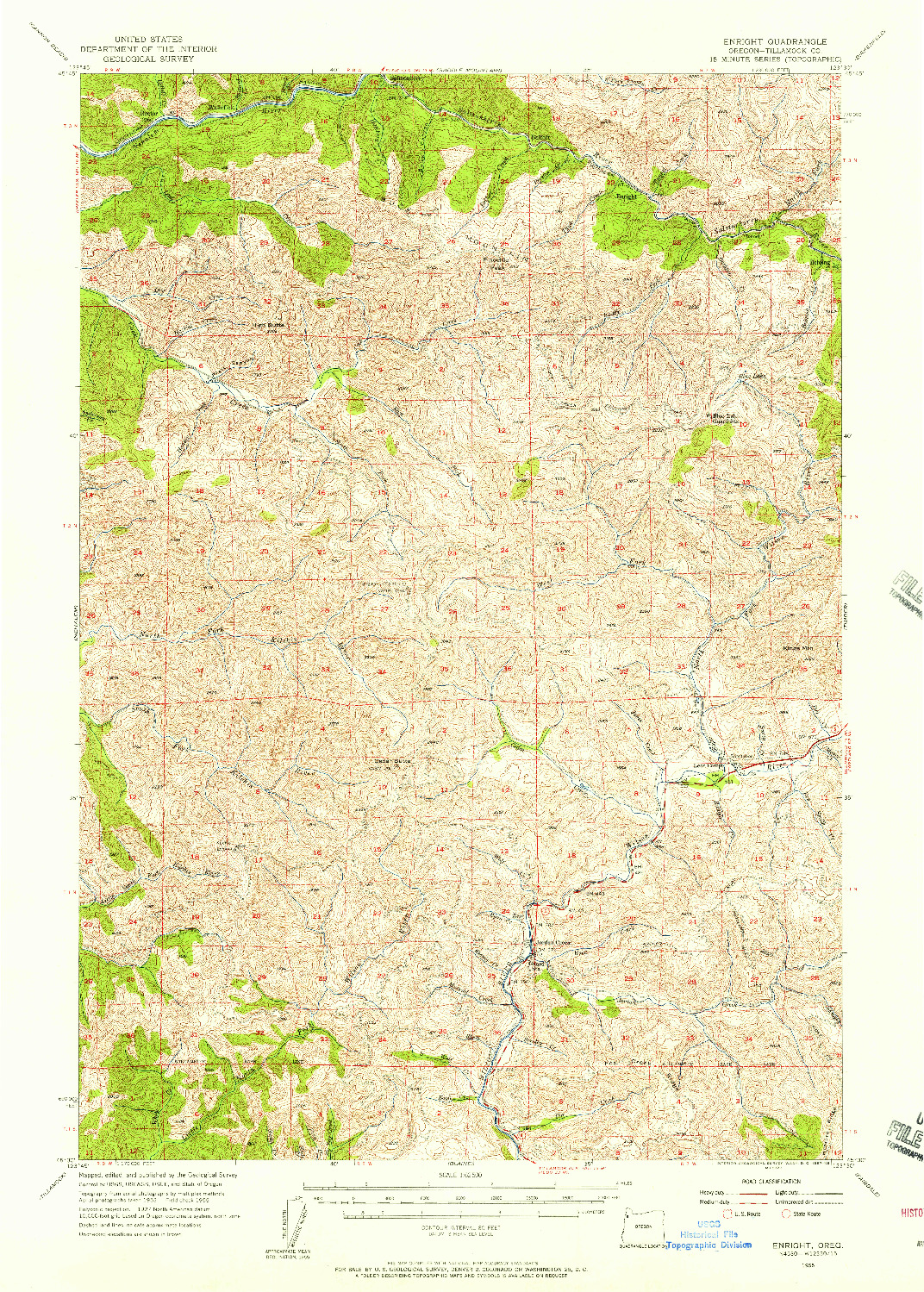 USGS 1:62500-SCALE QUADRANGLE FOR ENRIGHT, OR 1955