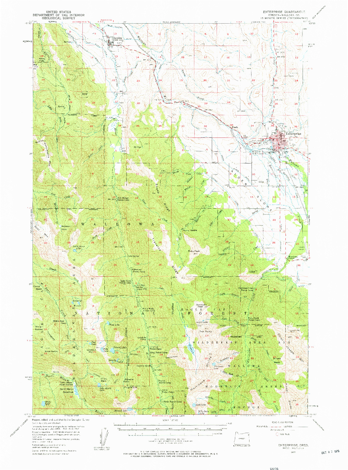 USGS 1:62500-SCALE QUADRANGLE FOR ENTERPRISE, OR 1957