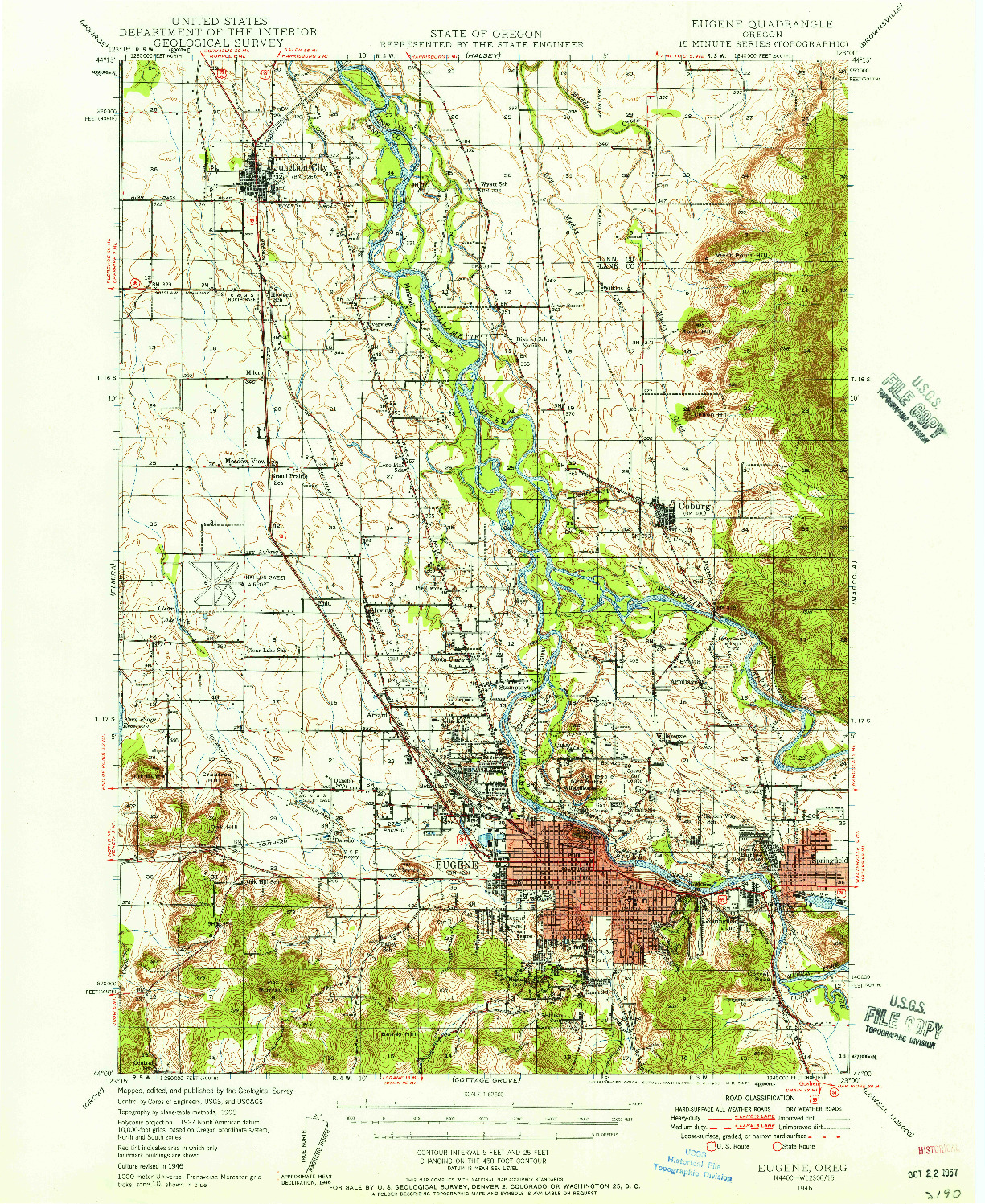 USGS 1:62500-SCALE QUADRANGLE FOR EUGENE, OR 1946
