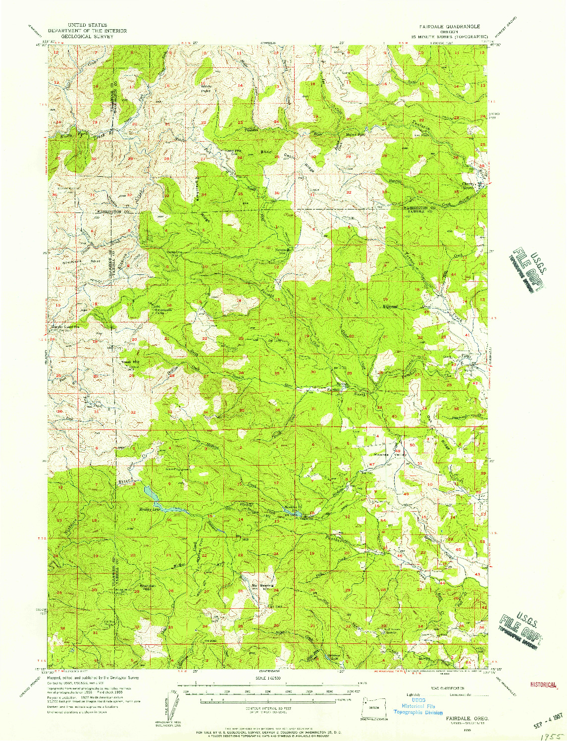 USGS 1:62500-SCALE QUADRANGLE FOR FAIRDALE, OR 1955