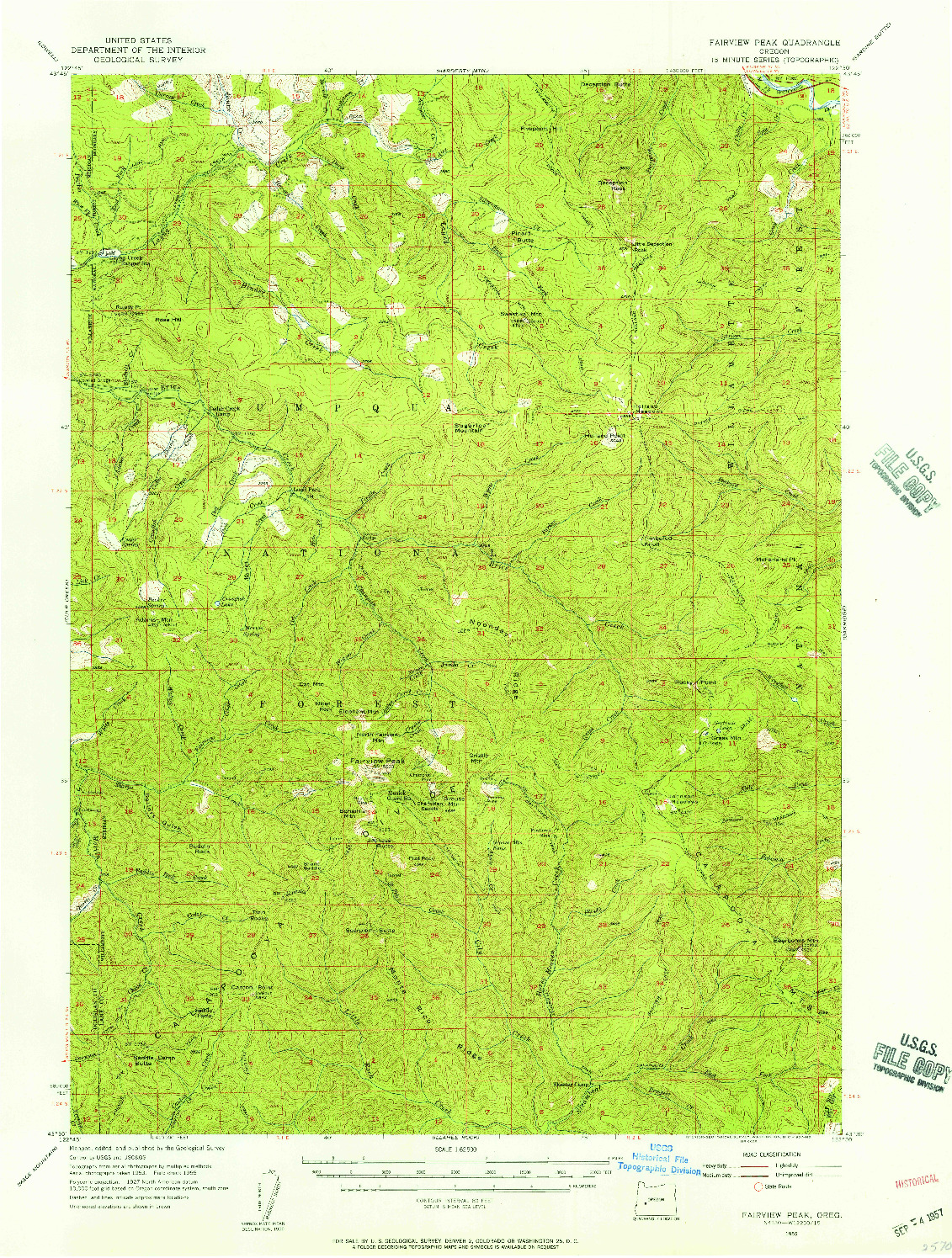 USGS 1:62500-SCALE QUADRANGLE FOR FAIRVIEW PEAK, OR 1955