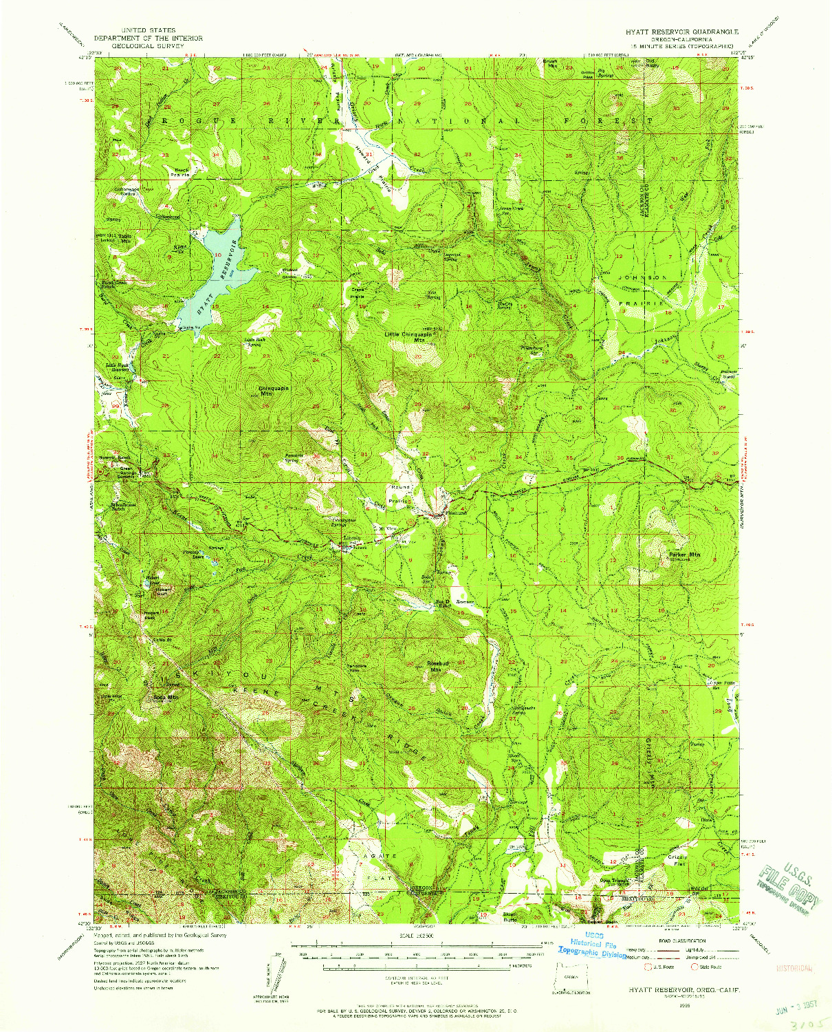 USGS 1:62500-SCALE QUADRANGLE FOR HYATT RESERVOIR, OR 1955