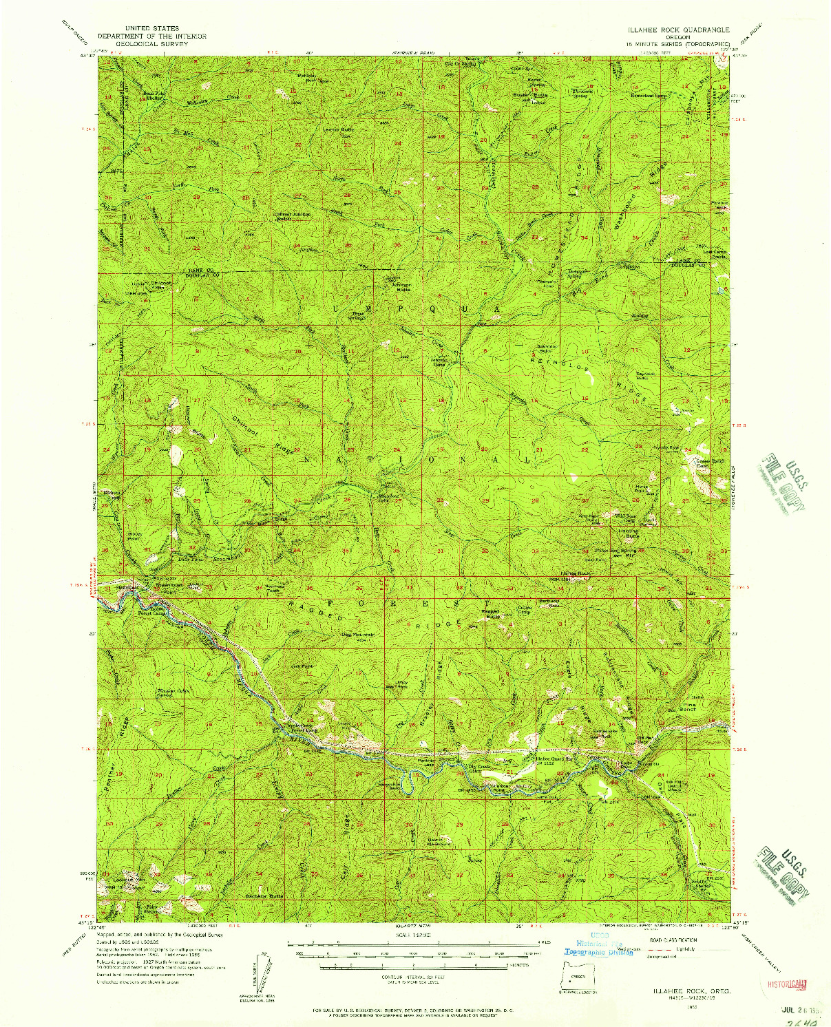 USGS 1:62500-SCALE QUADRANGLE FOR ILLAHEE ROCK, OR 1955