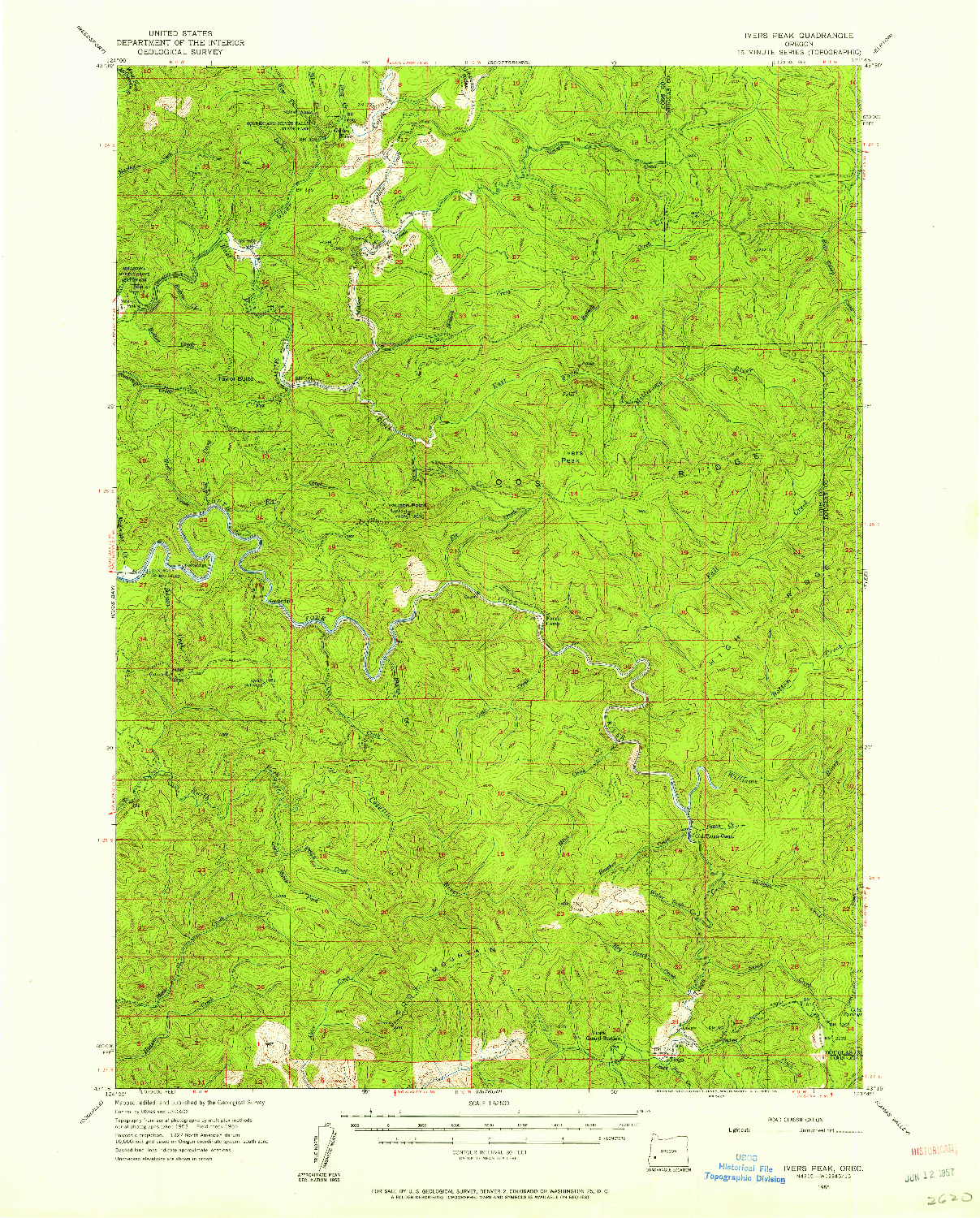 USGS 1:62500-SCALE QUADRANGLE FOR IVERS PEAK, OR 1955