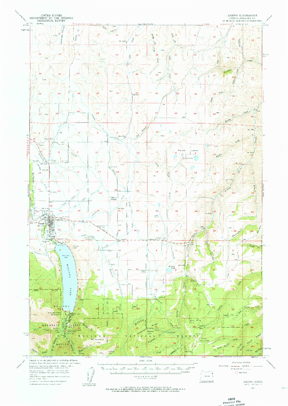 USGS 1:62500-SCALE QUADRANGLE FOR JOSEPH, OR 1957