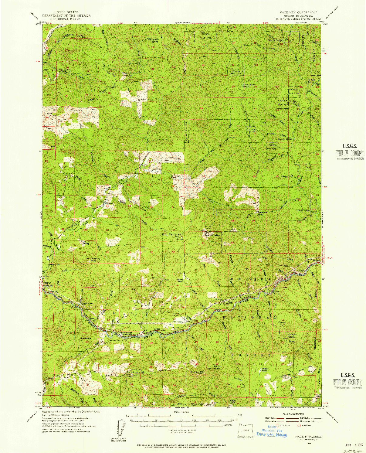 USGS 1:62500-SCALE QUADRANGLE FOR MACE MTN, OR 1955