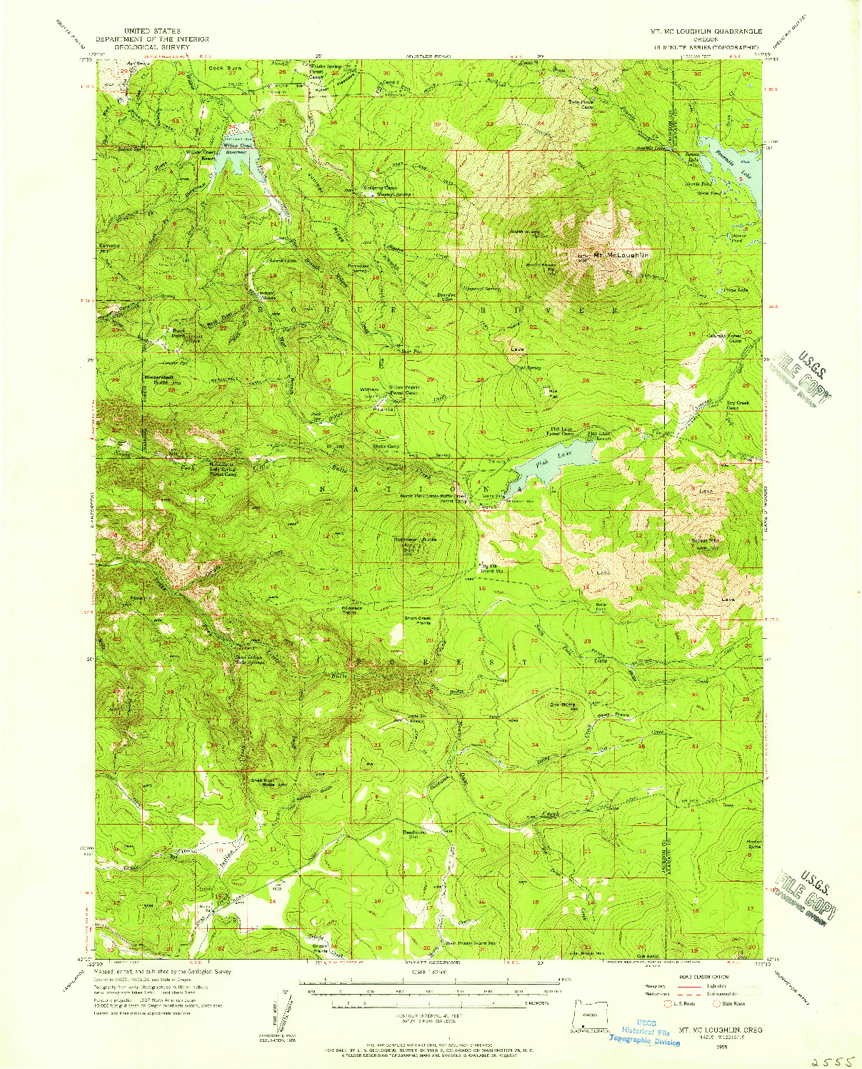 USGS 1:62500-SCALE QUADRANGLE FOR MT. MC LOUGHLIN, OR 1955