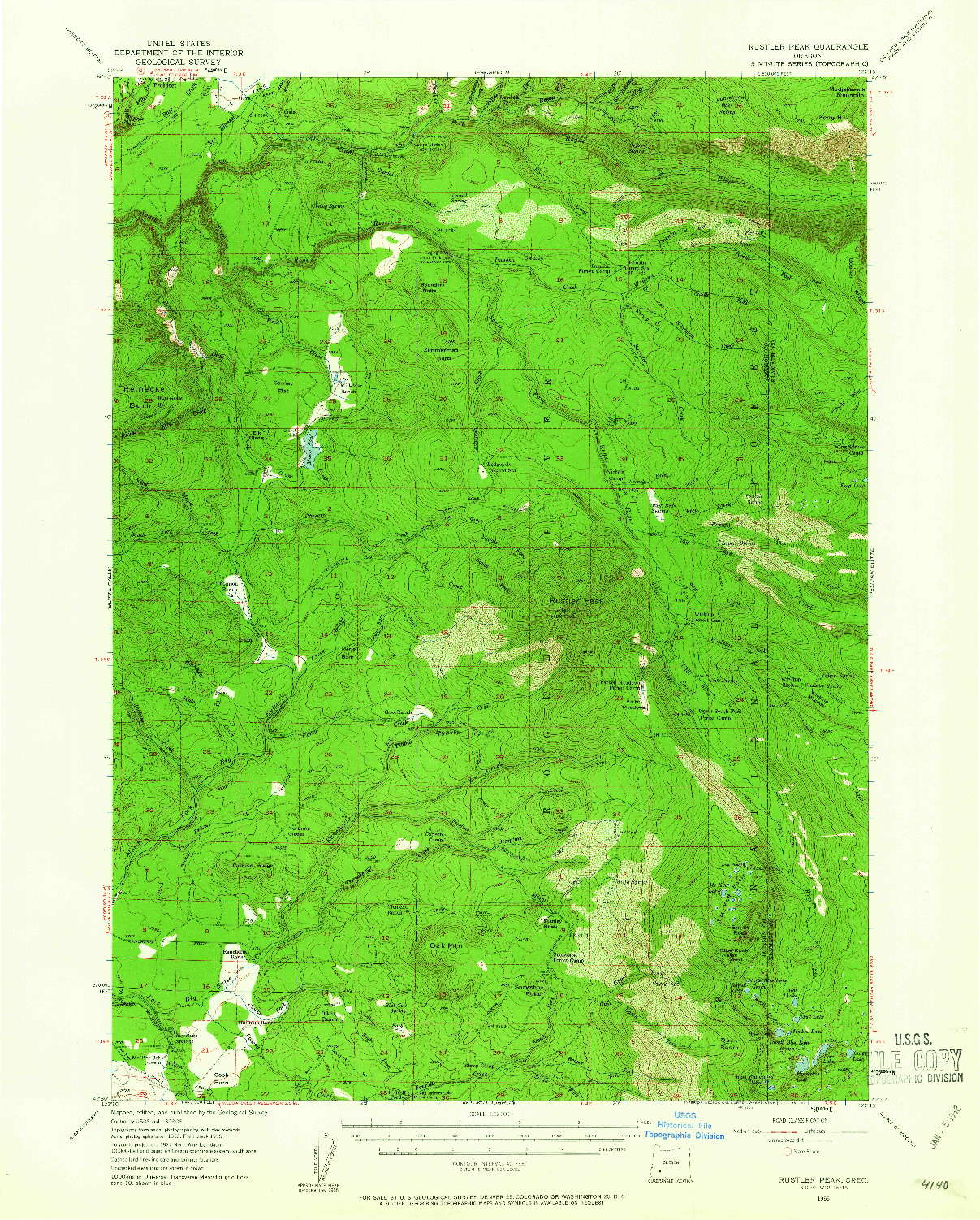 USGS 1:62500-SCALE QUADRANGLE FOR RUSTLER PEAK, OR 1955