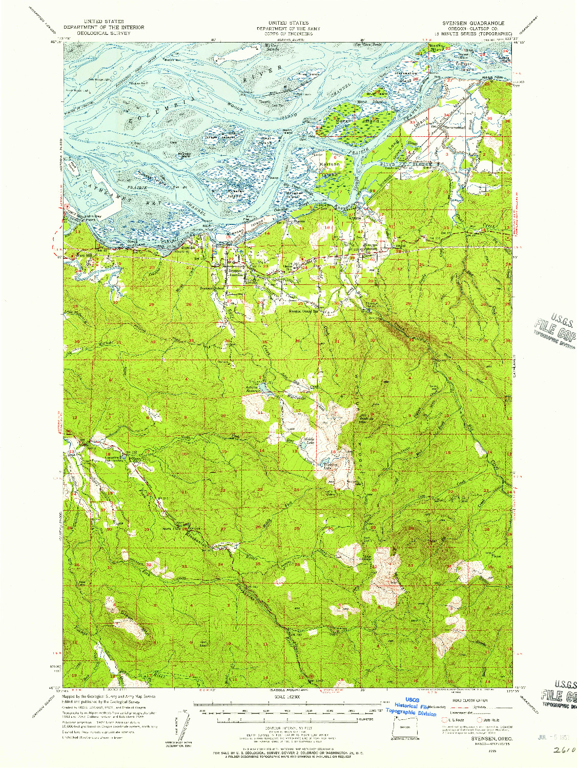 USGS 1:62500-SCALE QUADRANGLE FOR SVENSEN, OR 1955