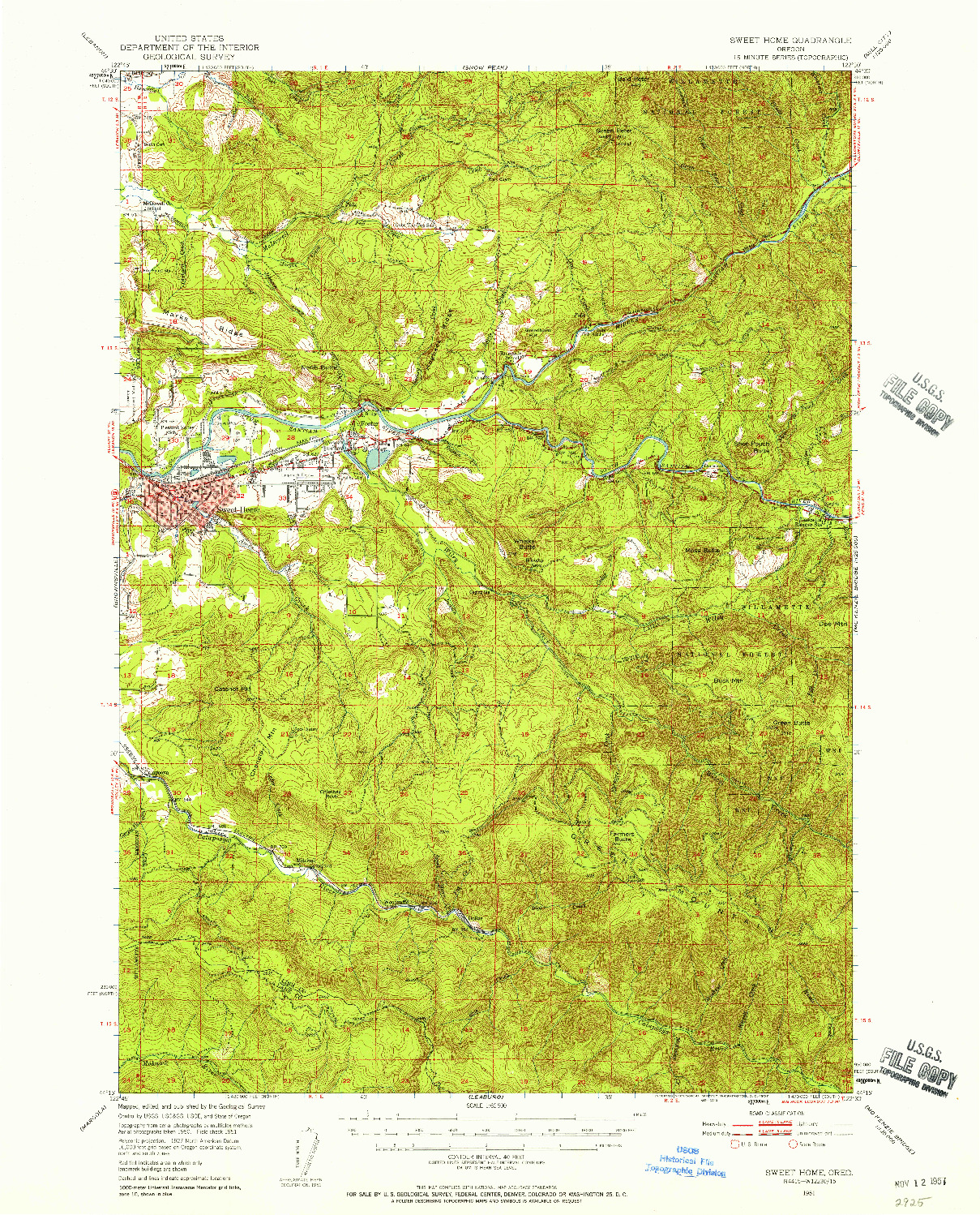 USGS 1:62500-SCALE QUADRANGLE FOR SWEET HOME, OR 1951