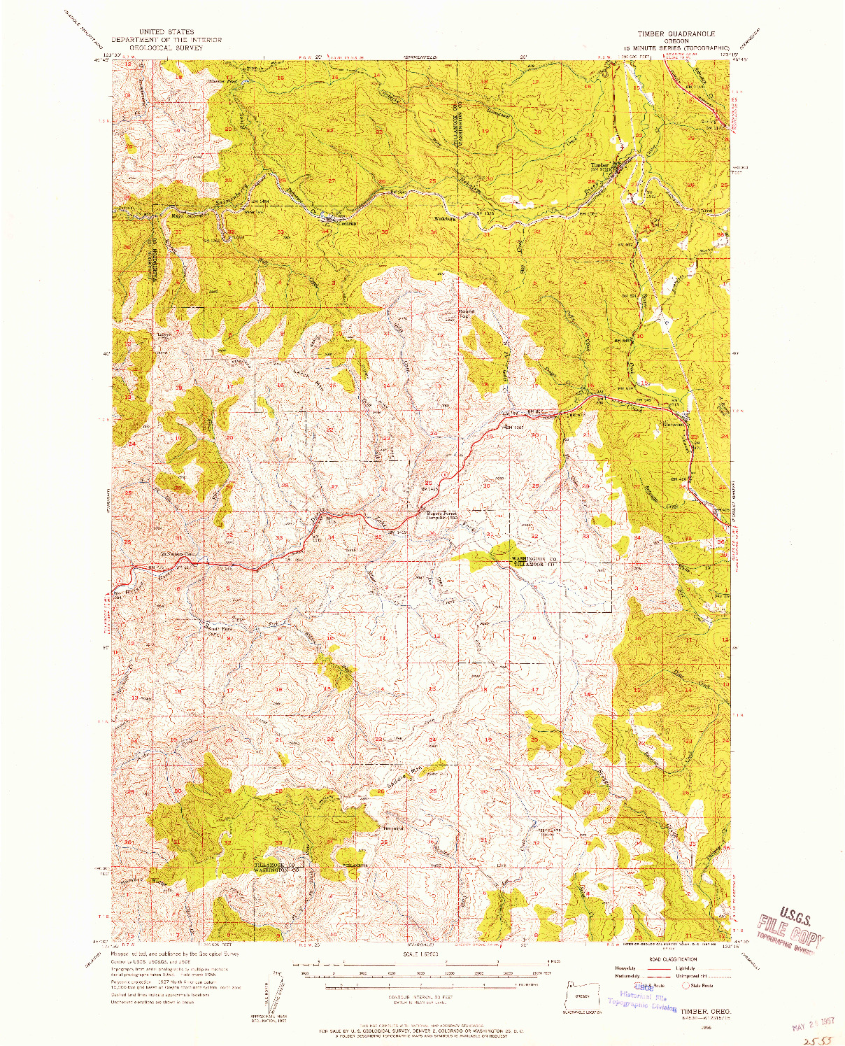 USGS 1:62500-SCALE QUADRANGLE FOR TIMBER, OR 1955