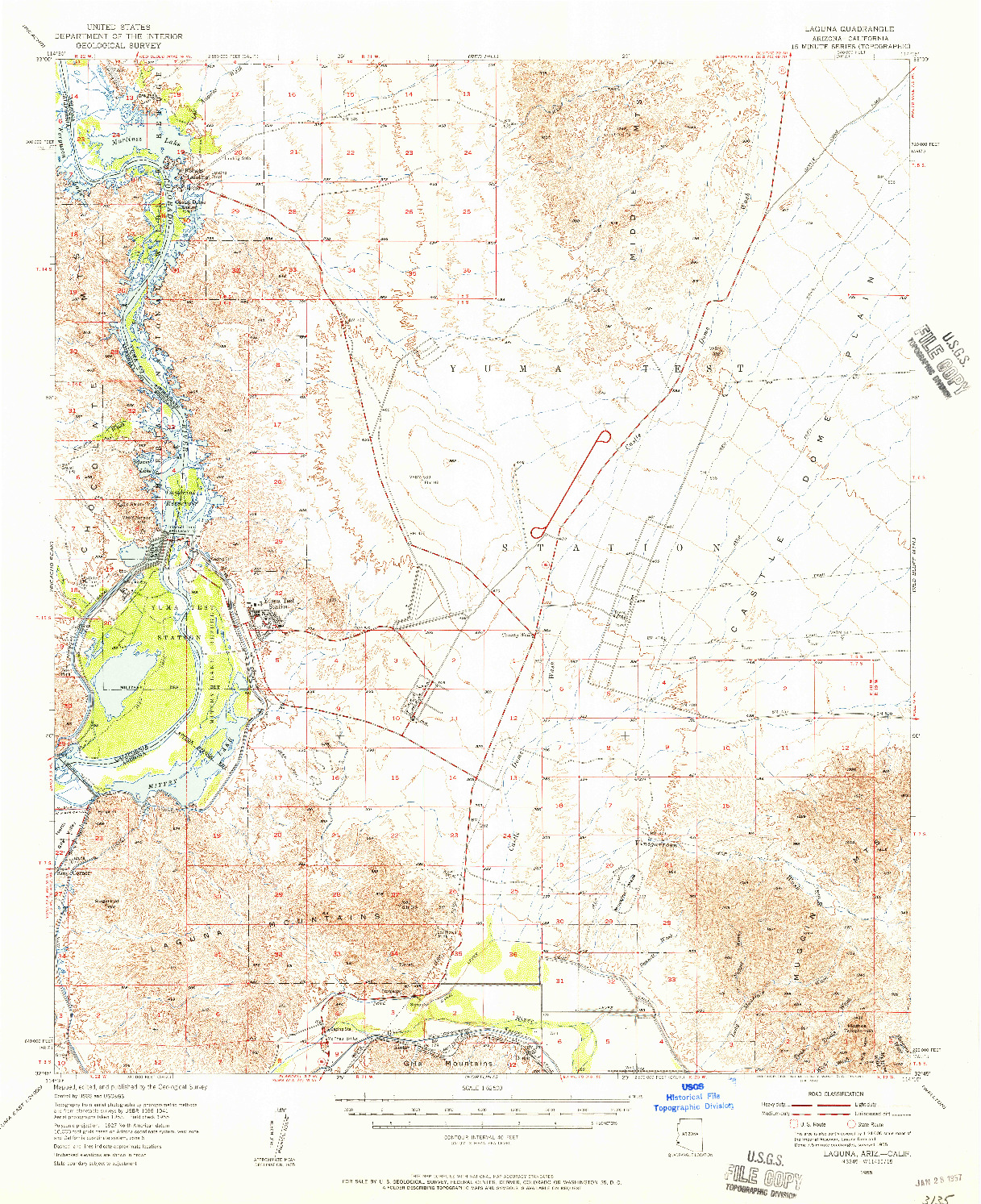 USGS 1:62500-SCALE QUADRANGLE FOR LAGUNA, AZ 1955