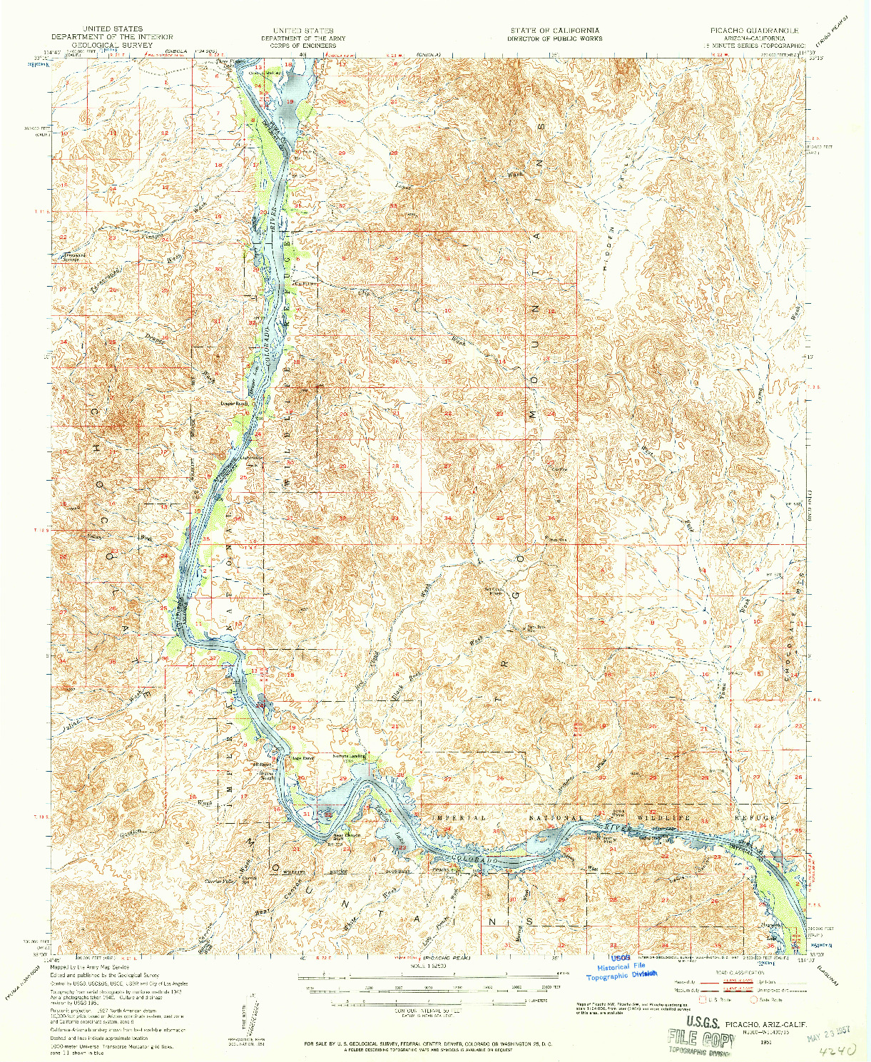 USGS 1:62500-SCALE QUADRANGLE FOR PICACHO, AZ 1951