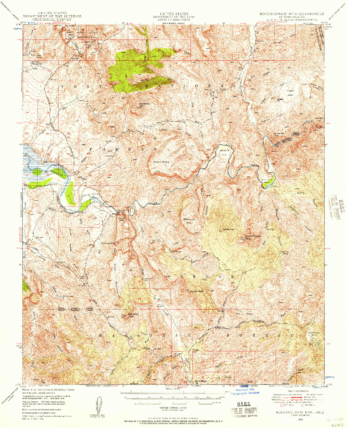 USGS 1:62500-SCALE QUADRANGLE FOR ROCKINSTRAW MTN, AZ 1949