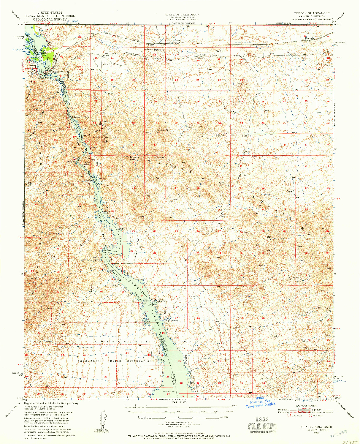 USGS 1:62500-SCALE QUADRANGLE FOR TOPOCK, AZ 1950