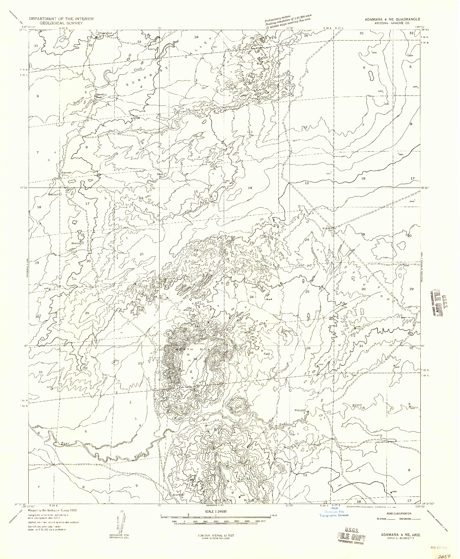 USGS 1:24000-SCALE QUADRANGLE FOR ADAMANA 4 NE, AZ 1955