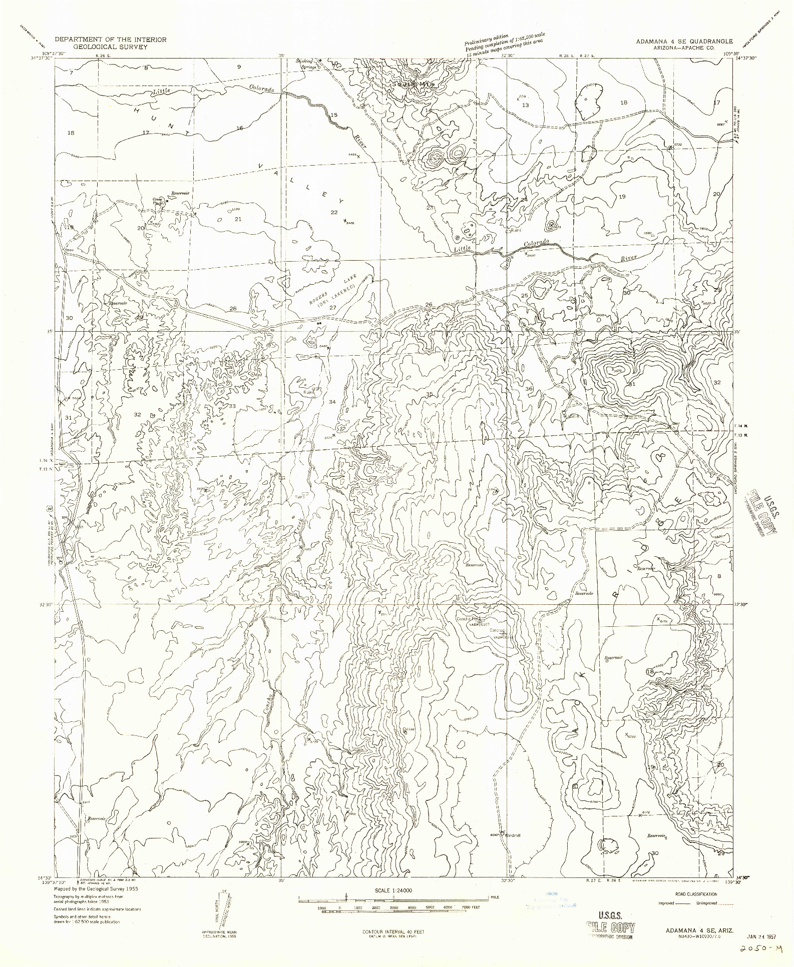 USGS 1:24000-SCALE QUADRANGLE FOR ADAMANA 4 SE, AZ 1955