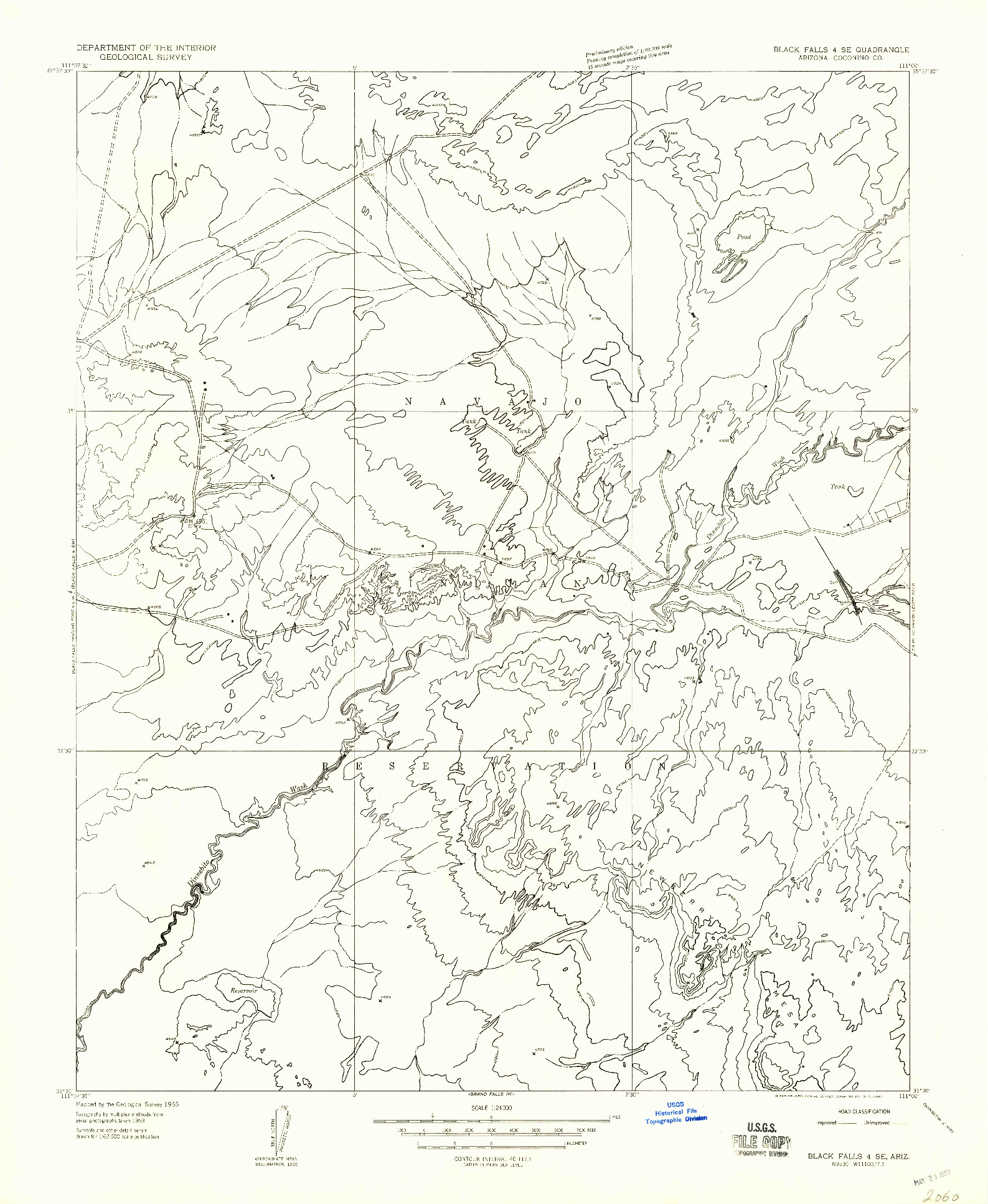 USGS 1:24000-SCALE QUADRANGLE FOR BLACK FALLS 4 SE, AZ 1955
