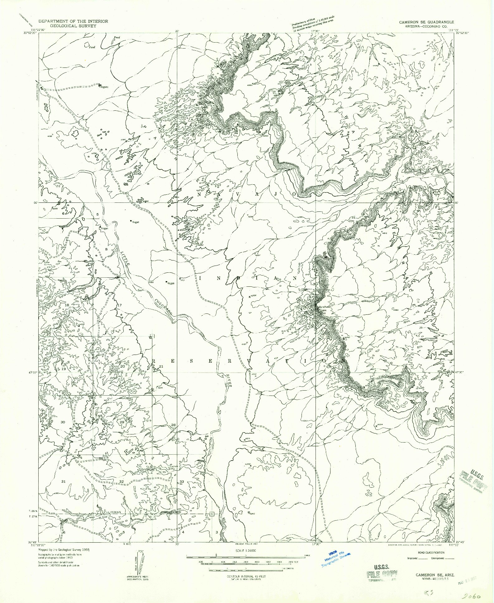 USGS 1:24000-SCALE QUADRANGLE FOR CAMERON SE, AZ 1955