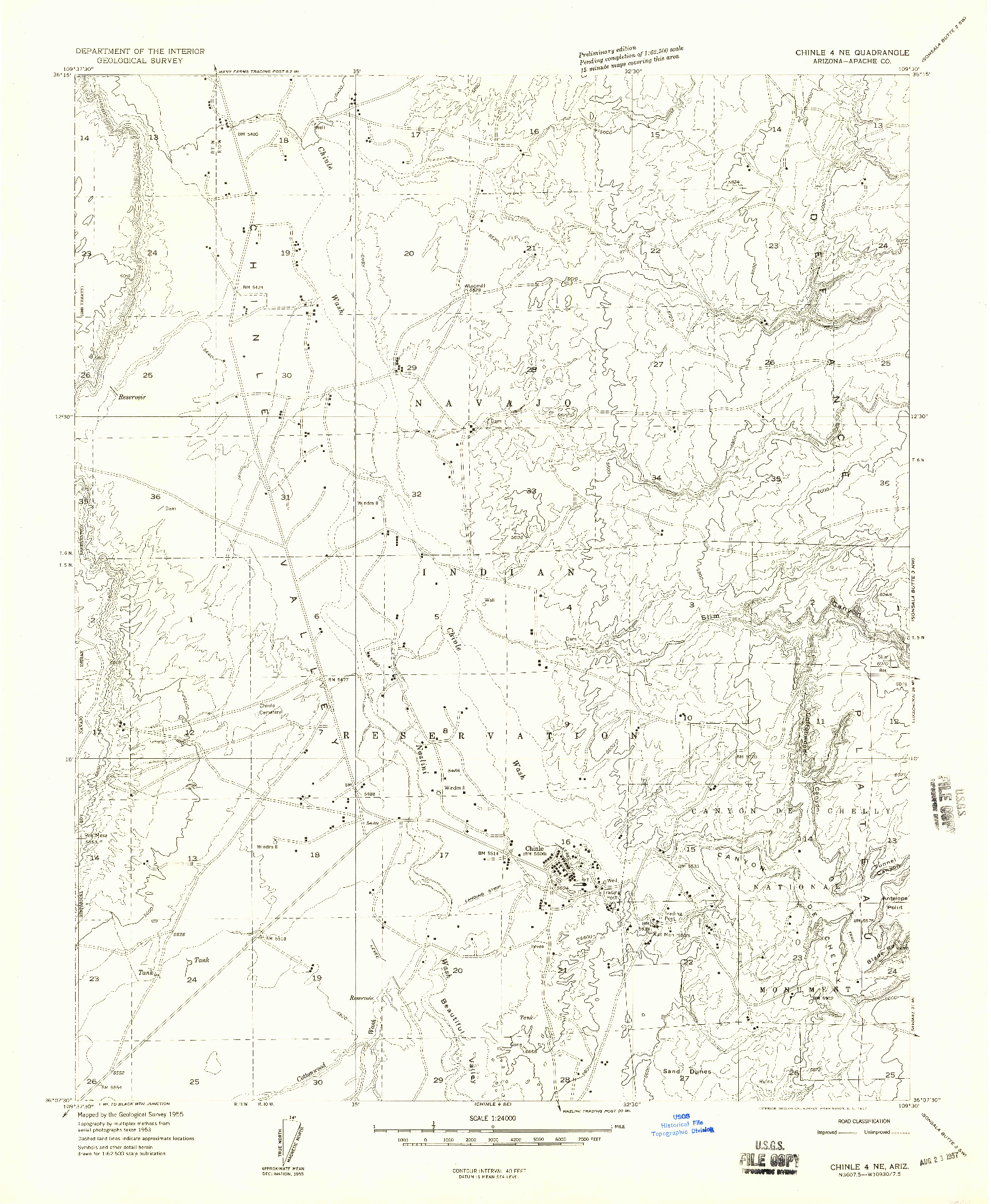 USGS 1:24000-SCALE QUADRANGLE FOR CHINLE 4 NE, AZ 1955