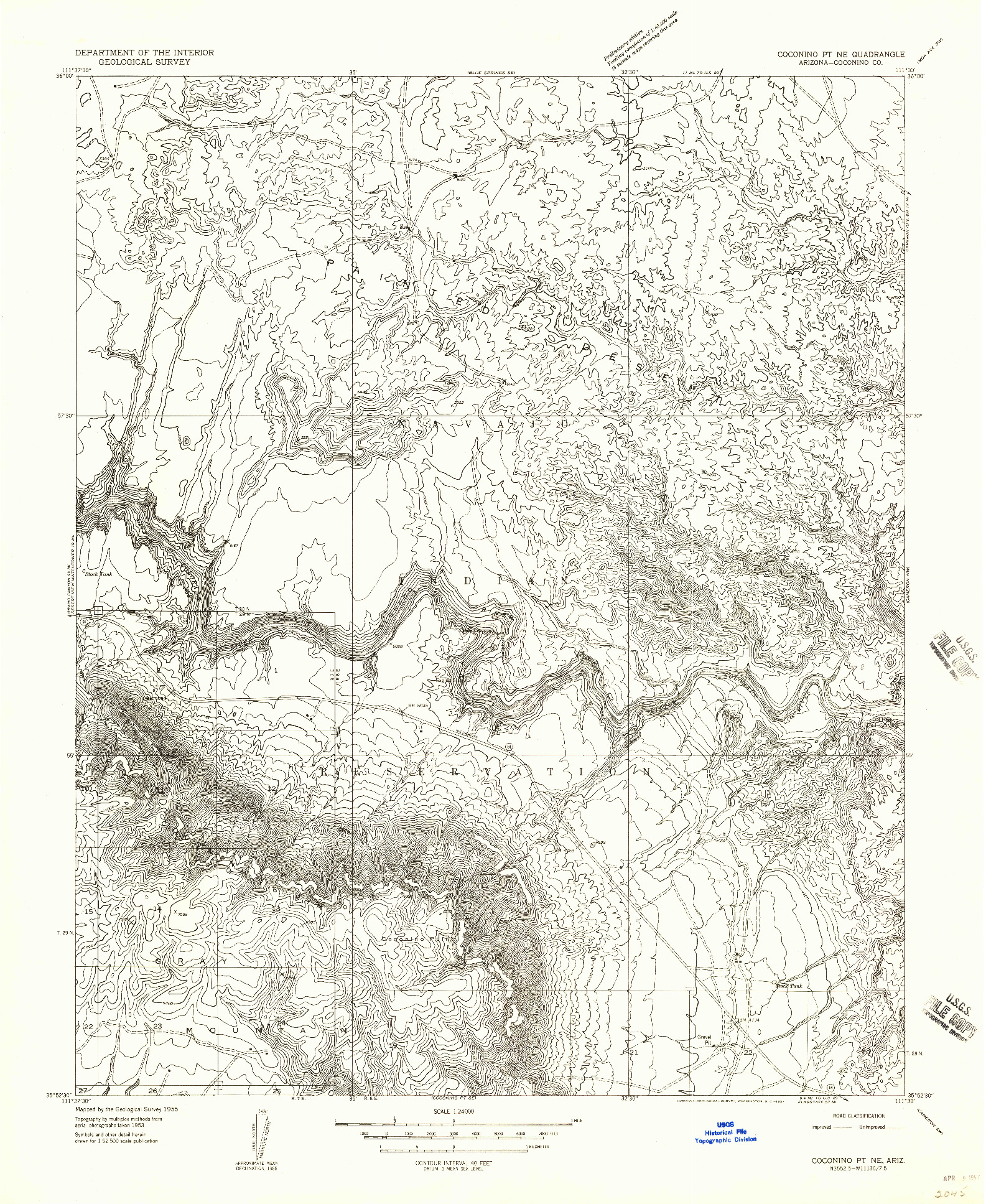 USGS 1:24000-SCALE QUADRANGLE FOR COCONINO PT NE, AZ 1955