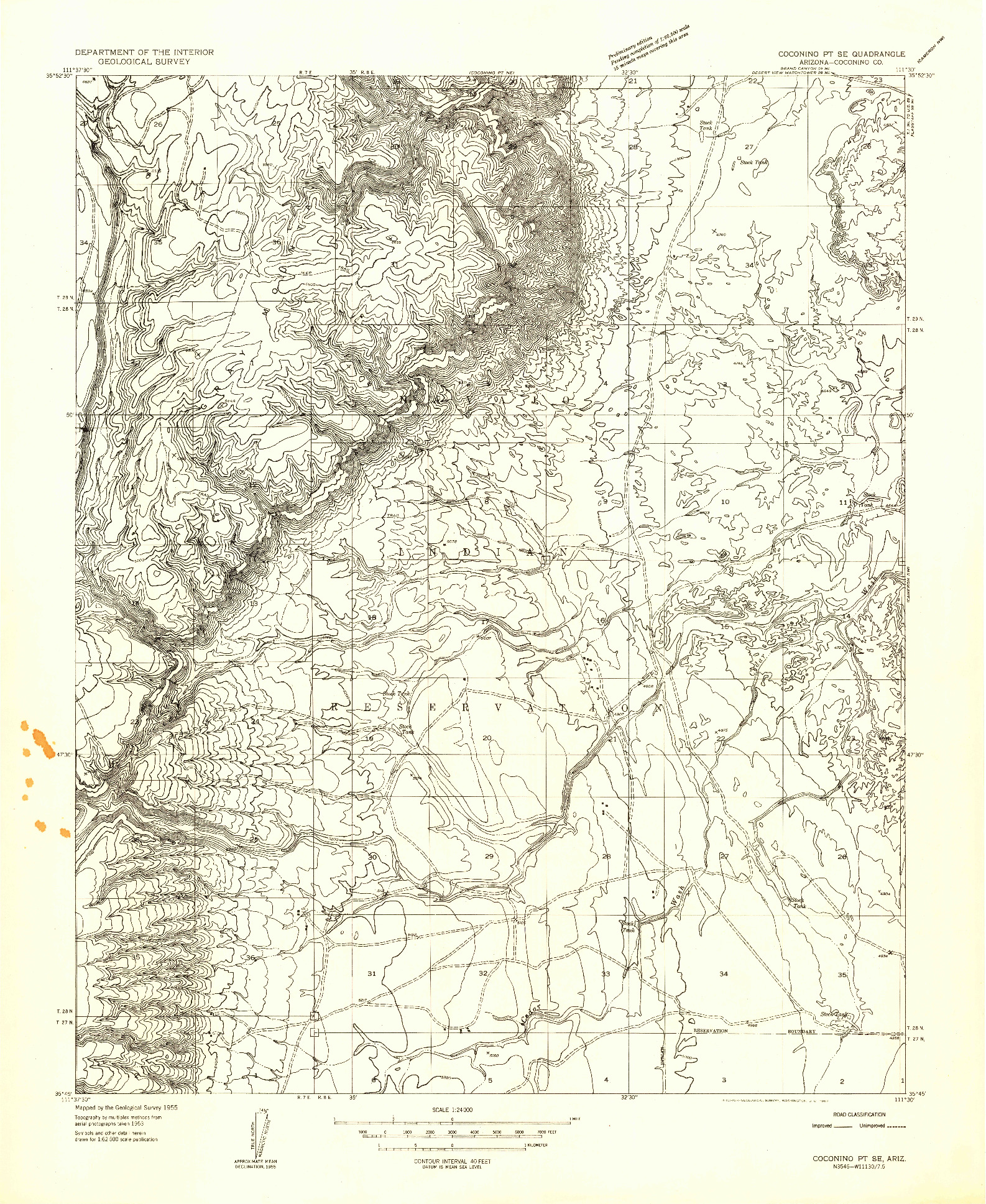 USGS 1:24000-SCALE QUADRANGLE FOR COCONINO PT SE, AZ 1955