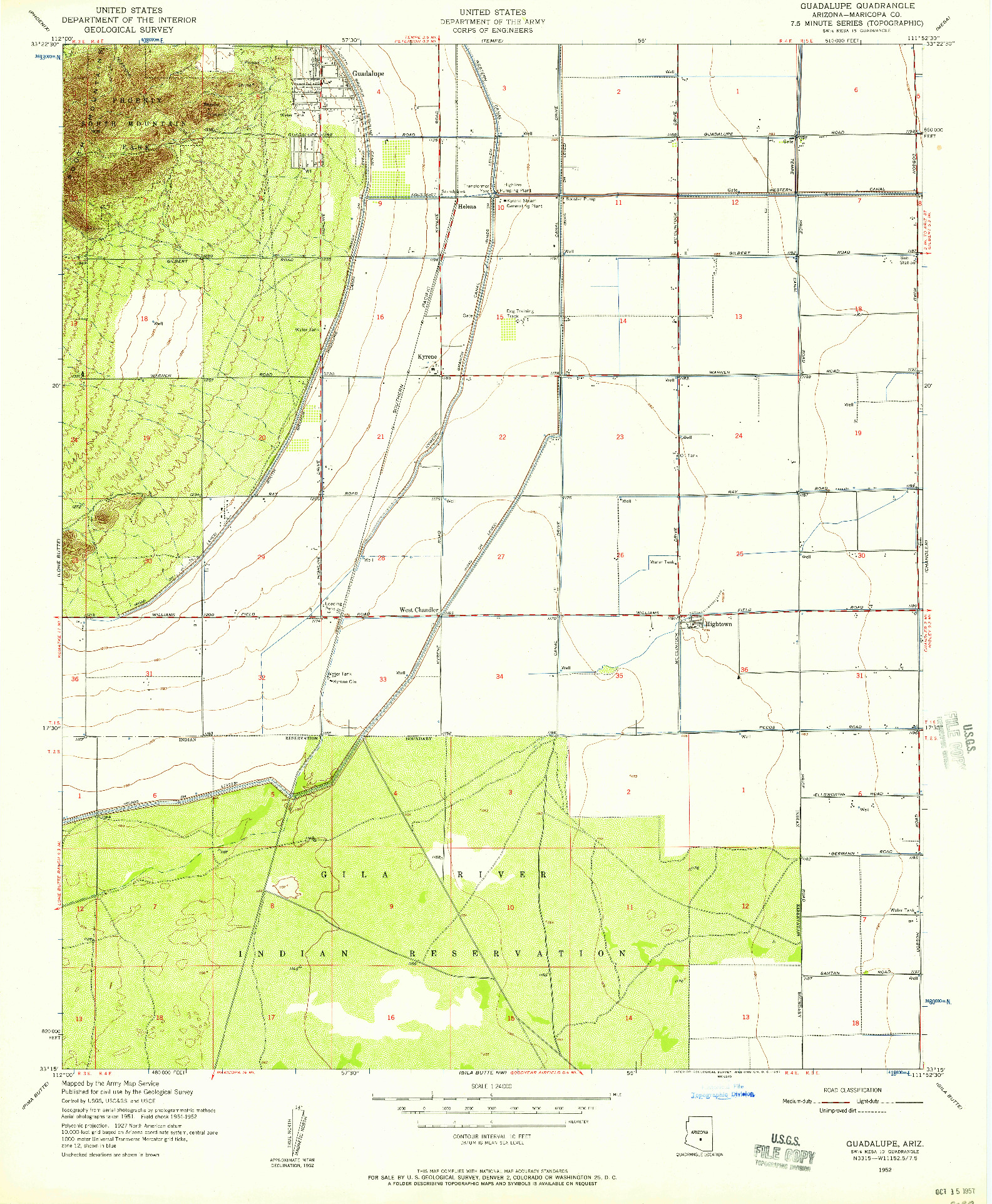 USGS 1:24000-SCALE QUADRANGLE FOR GUADALUPE, AZ 1952
