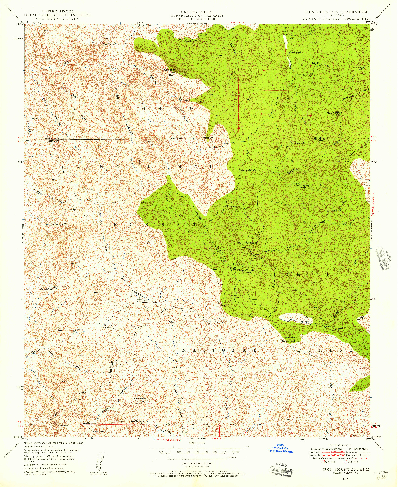 USGS 1:24000-SCALE QUADRANGLE FOR IRON MOUNTAIN, AZ 1948