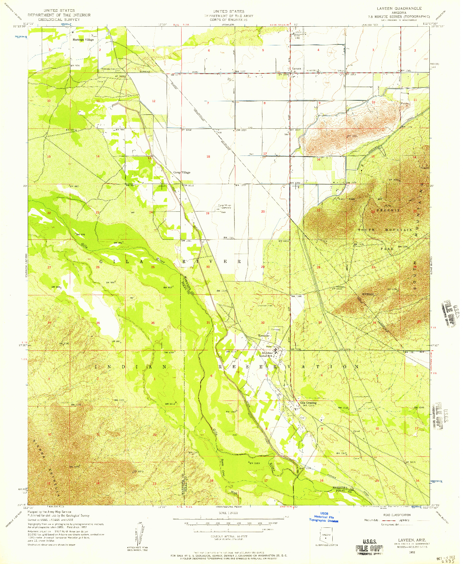 USGS 1:24000-SCALE QUADRANGLE FOR LAVEEN, AZ 1952