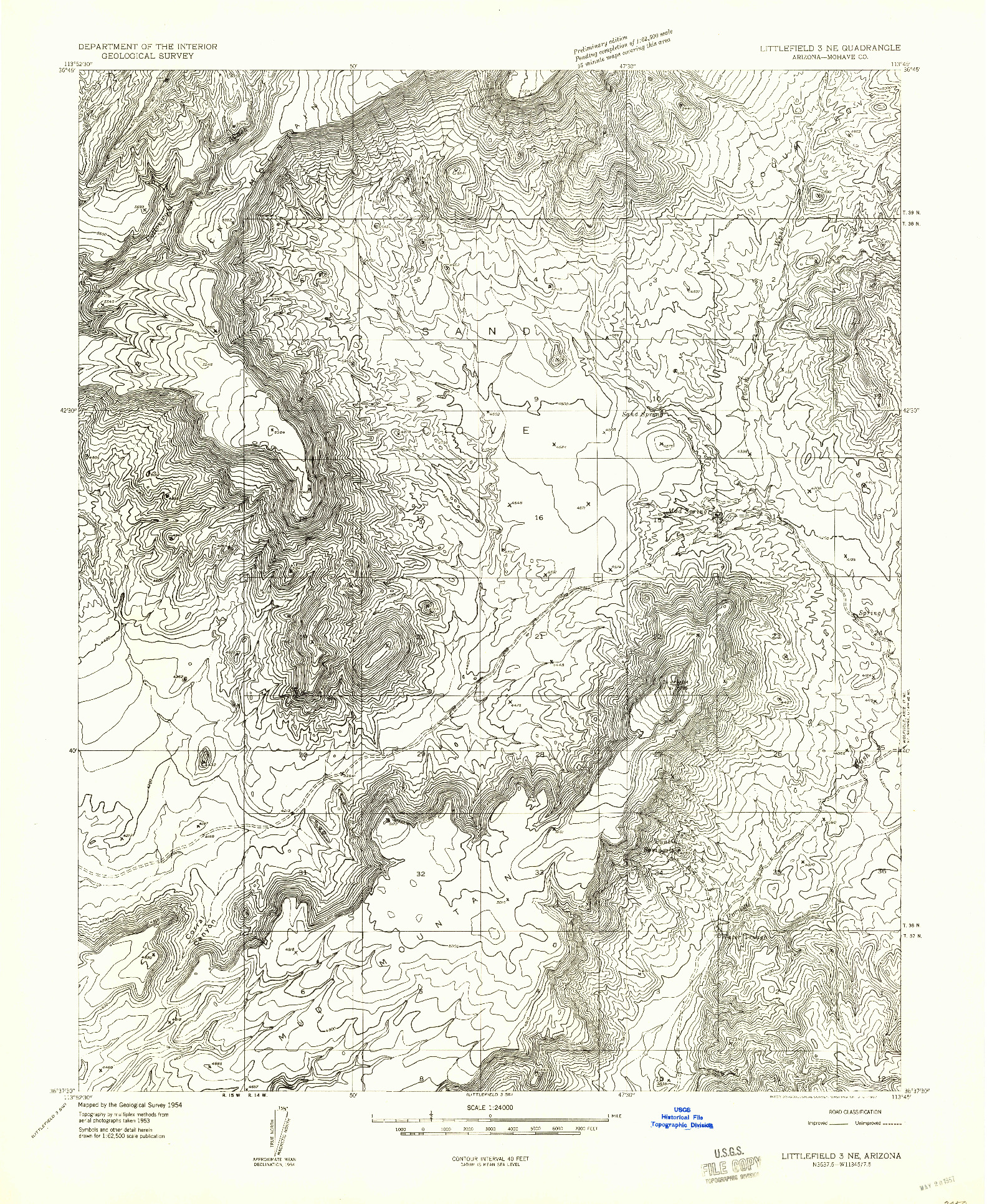 USGS 1:24000-SCALE QUADRANGLE FOR LITTLEFIELD 3 NE, AZ 1954