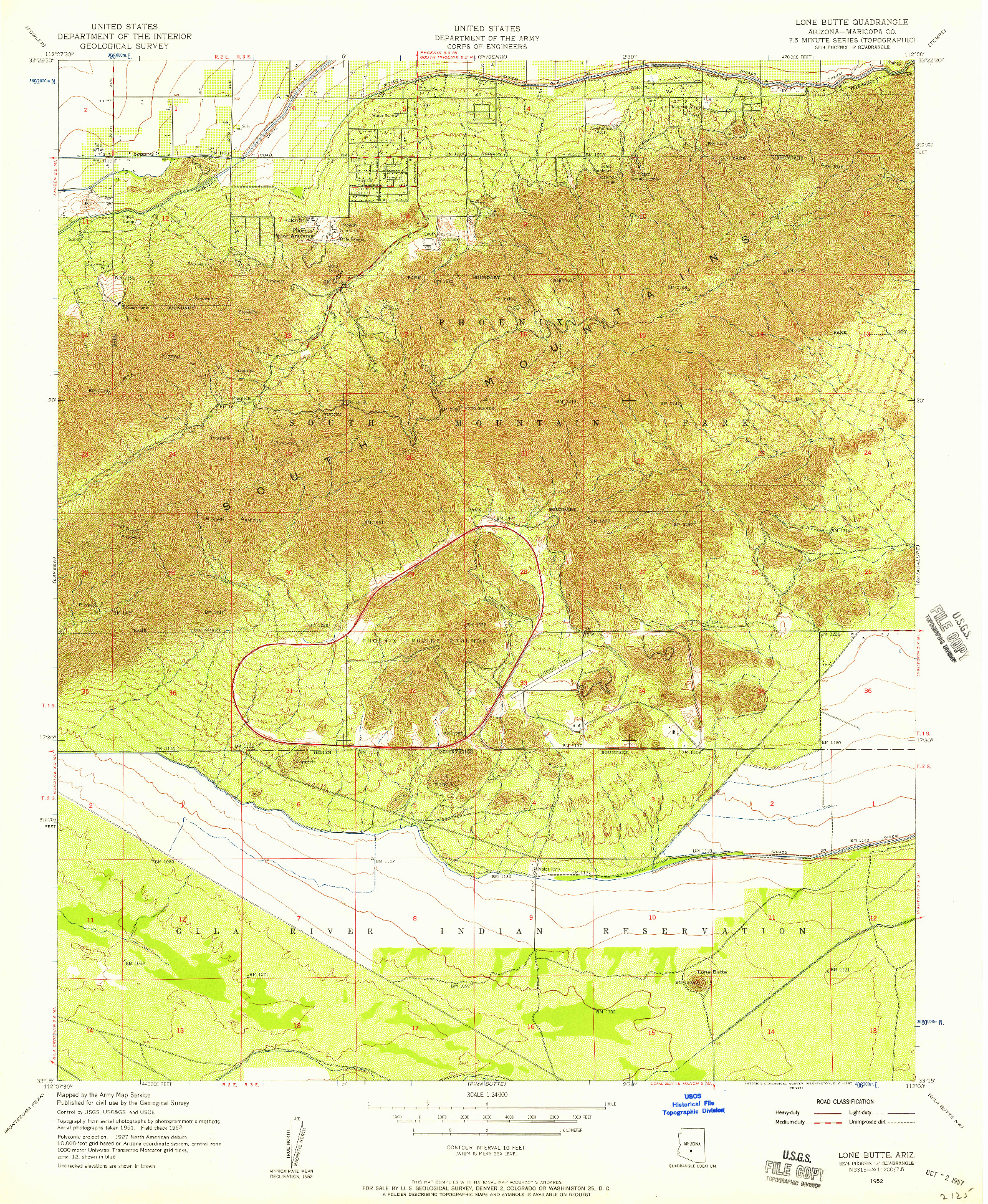 USGS 1:24000-SCALE QUADRANGLE FOR LONE BUTTE, AZ 1952