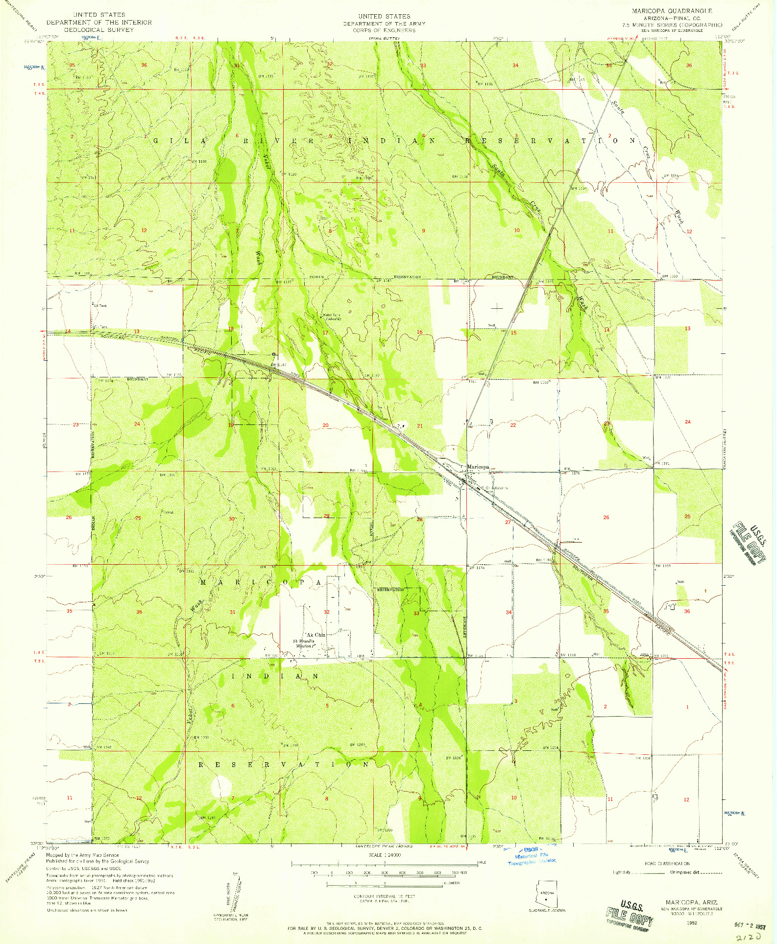 USGS 1:24000-SCALE QUADRANGLE FOR MARICOPA, AZ 1952