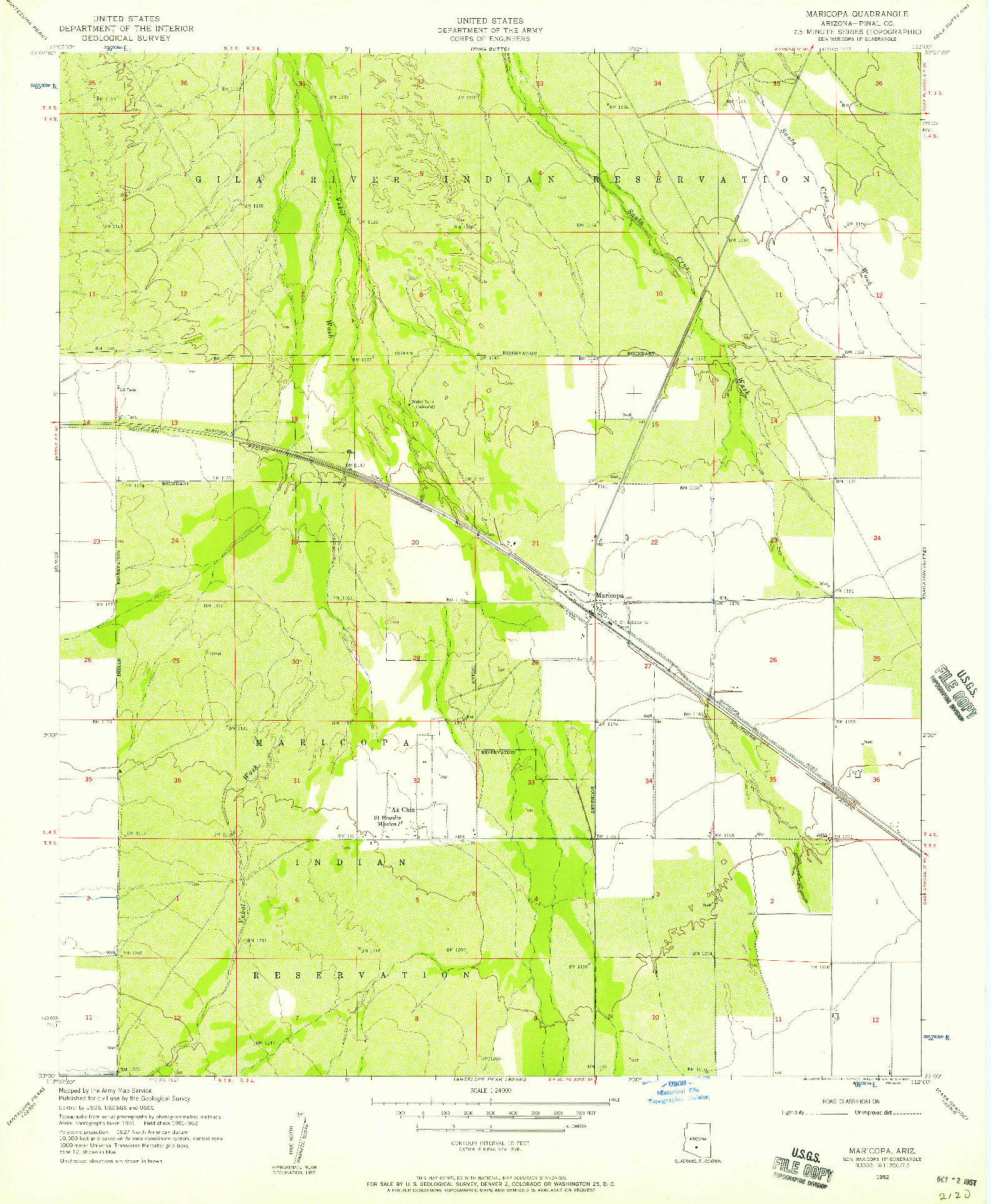 USGS 1:24000-SCALE QUADRANGLE FOR MARICOPA, AZ 1952