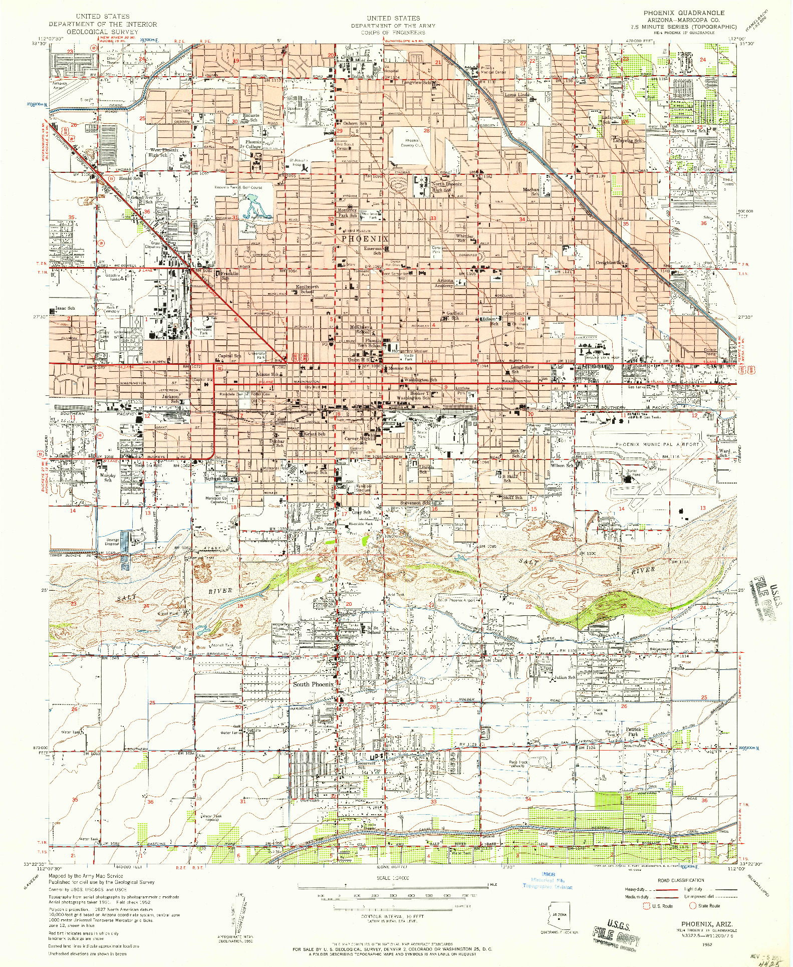 USGS 1:24000-SCALE QUADRANGLE FOR PHOENIX, AZ 1952