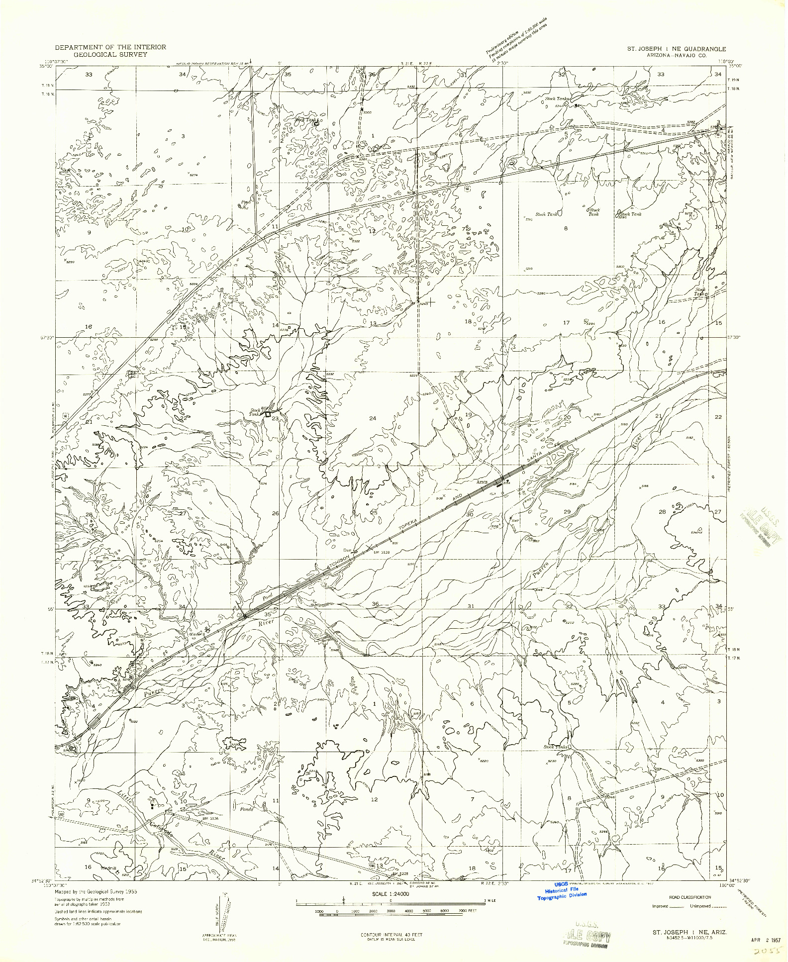 USGS 1:24000-SCALE QUADRANGLE FOR ST. JOSEPH 1 NE, AZ 1955