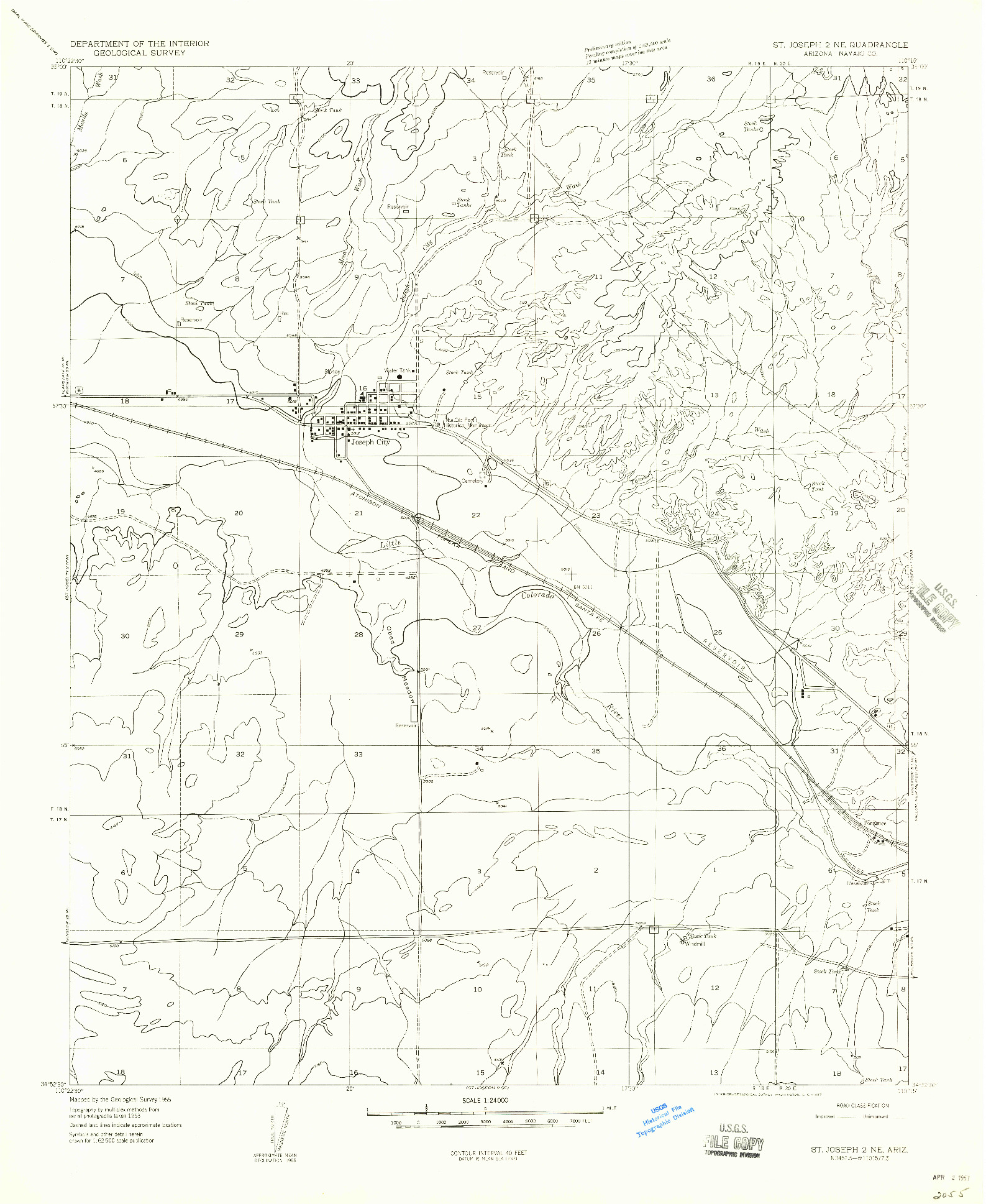 USGS 1:24000-SCALE QUADRANGLE FOR ST. JOSEPH 2 NE, AZ 1955